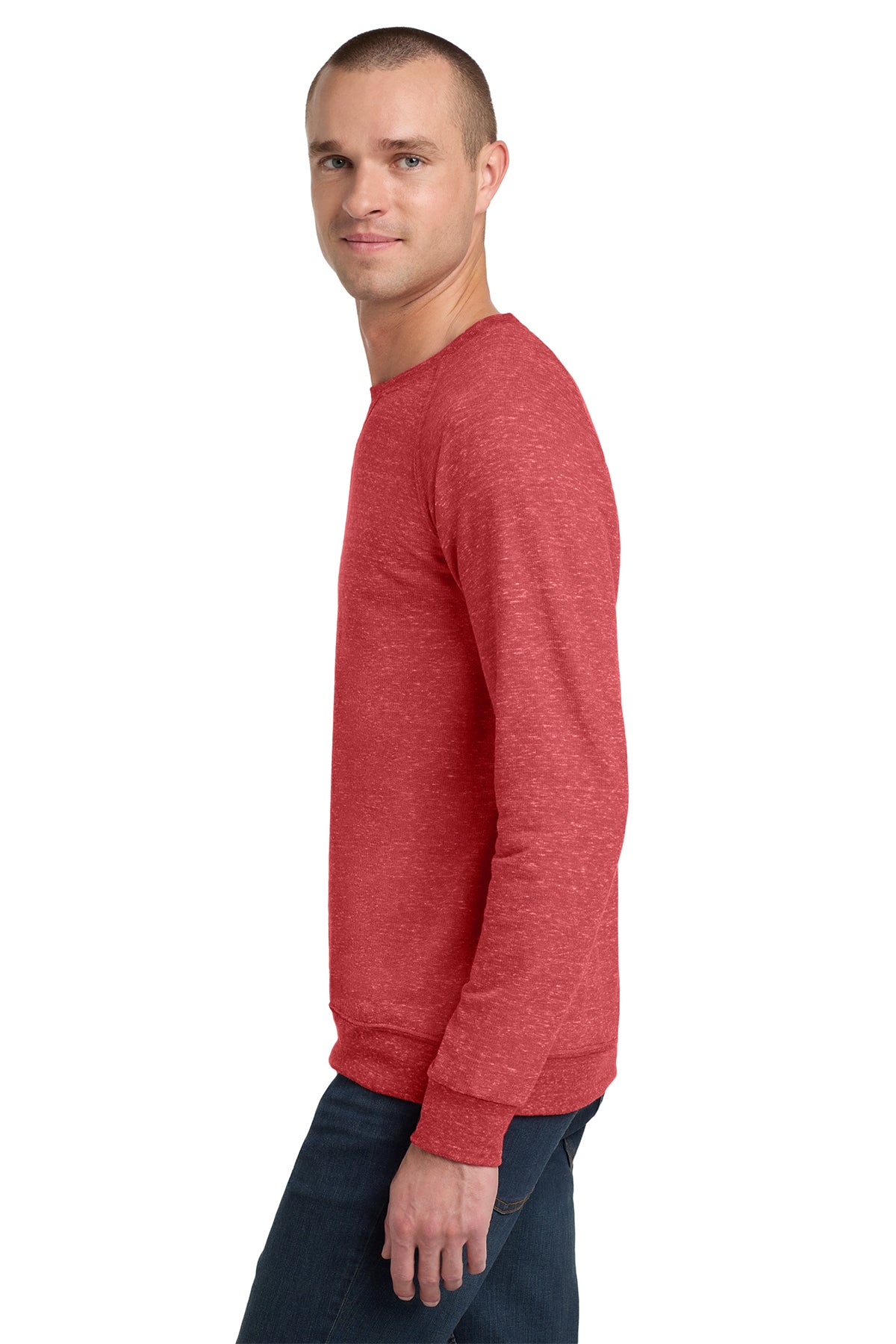 Jerzees Snow Heather French Terry Raglan Crew 91M Red