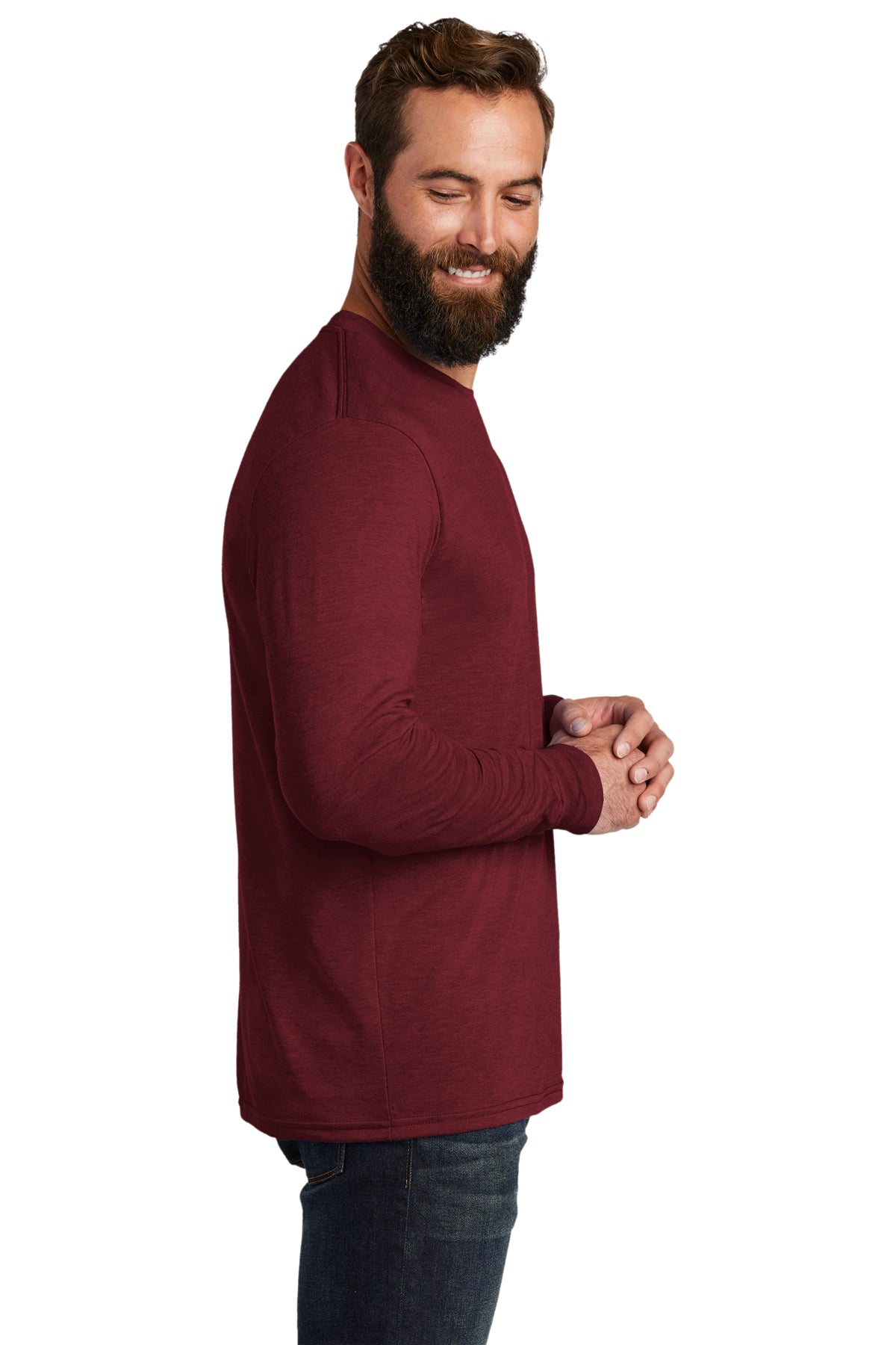 Allmade Unisex Tri-Blend Branded Long Sleeve Tee, Vino Red [Sherpa LLC]