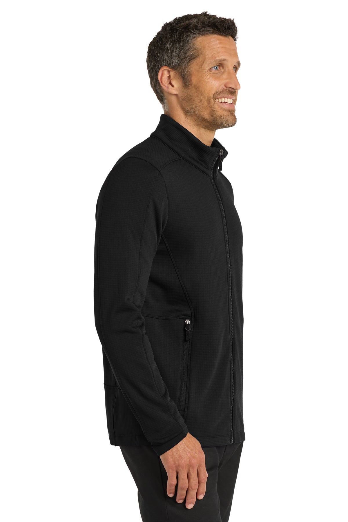 Port Authority Grid Fleece Custom Jackets, Deep Black