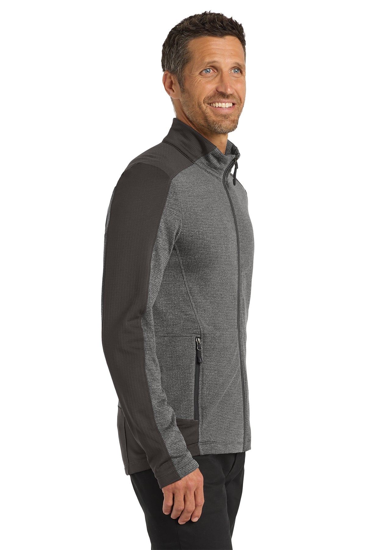 Port Authority Grid Fleece Custom Jackets, Grey Smoke Heather/ Grey Smoke