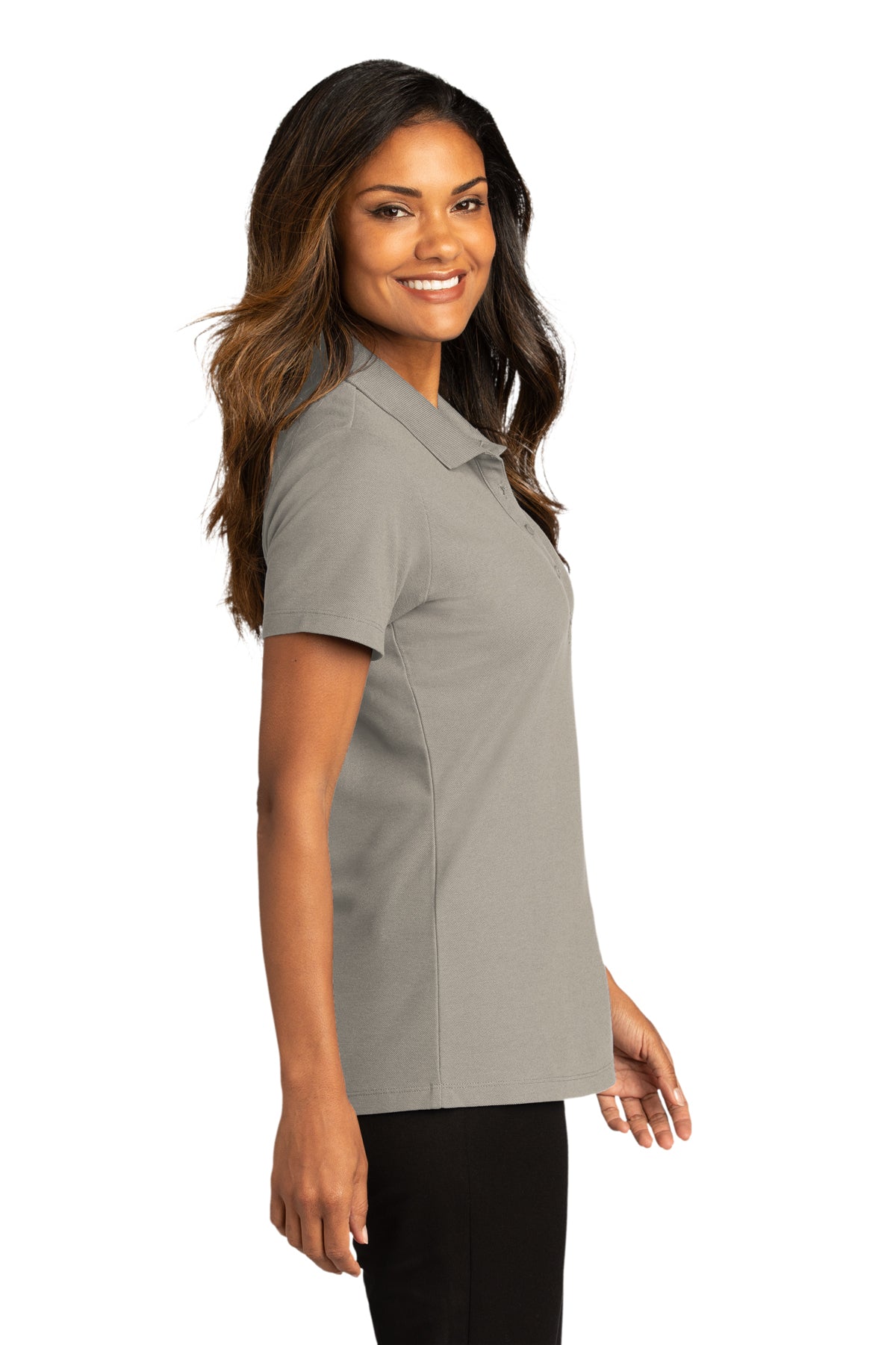 Port Authority Womens SuperPro React Custom Polos, Gusty Grey
