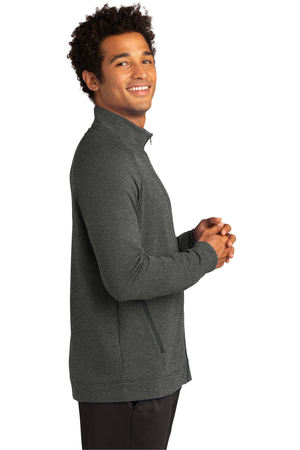 Sport-Tek Custom Sport-Wick Flex Fleece Full-Zips, Dark Grey Heather