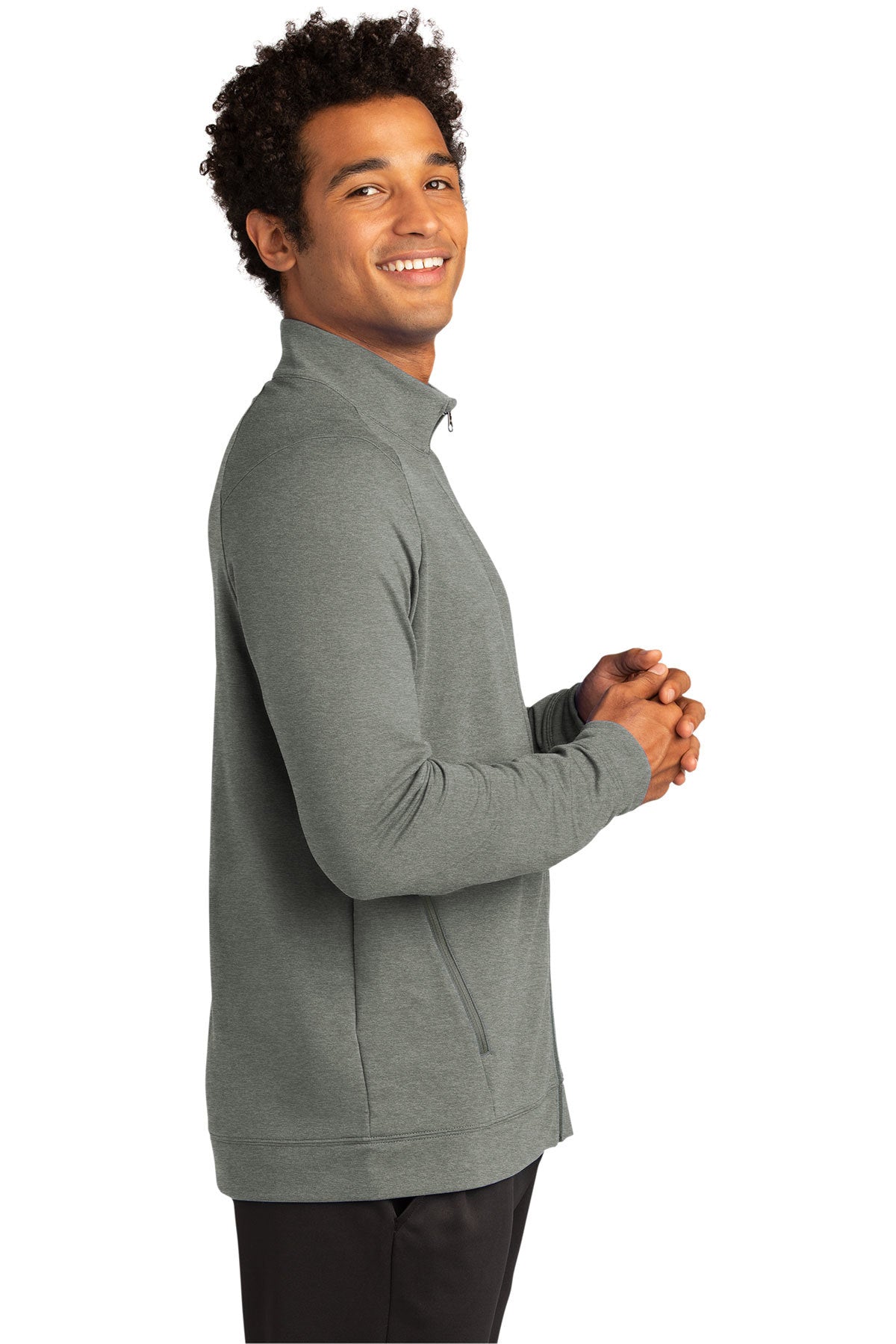 Sport-Tek Custom Sport-Wick Flex Fleece Full-Zips, Light Grey Heather