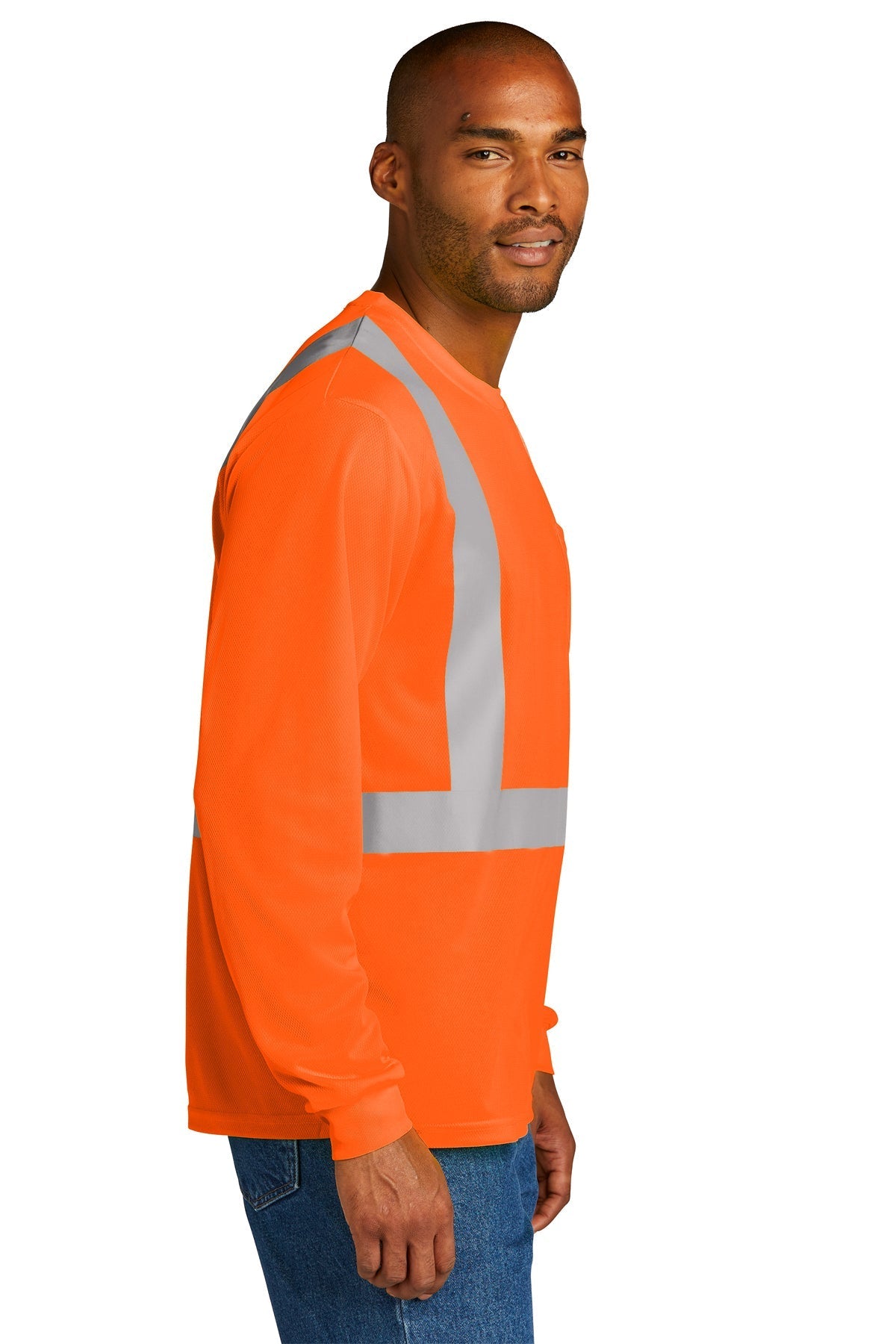 CornerStone ANSI 107 Class 2 Mesh Long Sleeve Custom Tee's, Safety Orange [Solar Pile Driver]