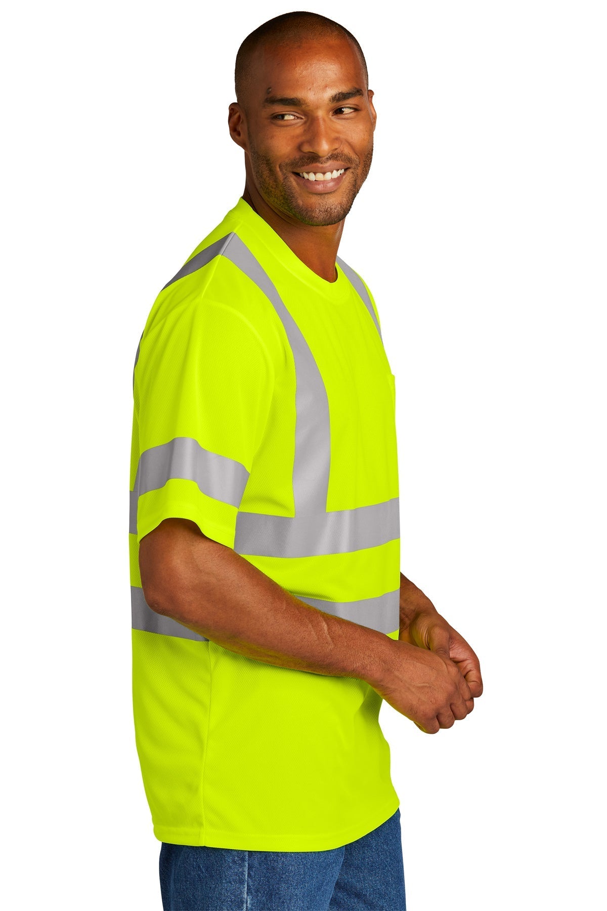CornerStone ANSI 107 Class 3 Mesh Custom Tee's, Safety Yellow [TW Constructors]