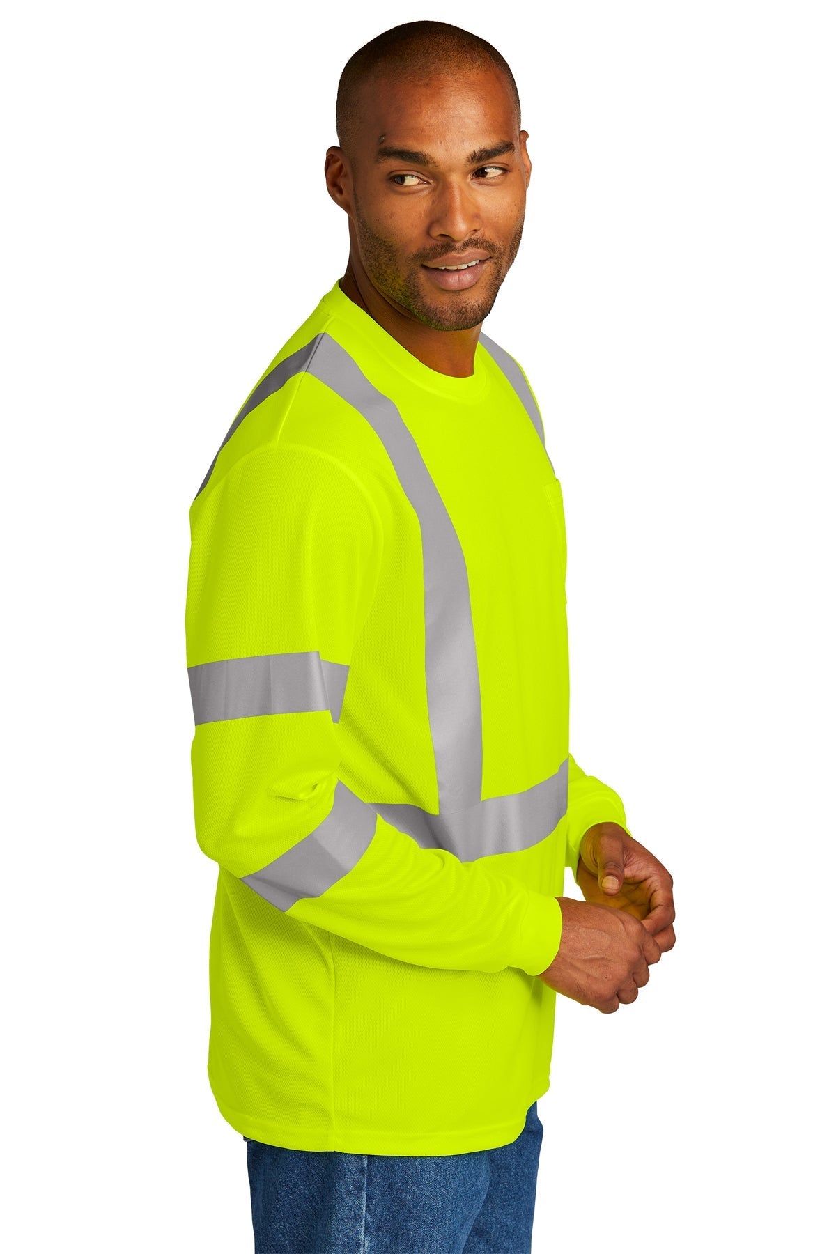 CornerStone ANSI 107 Class 3 Mesh Long Sleeve Custom Tee's, Safety Yellow [Fire Solutions]