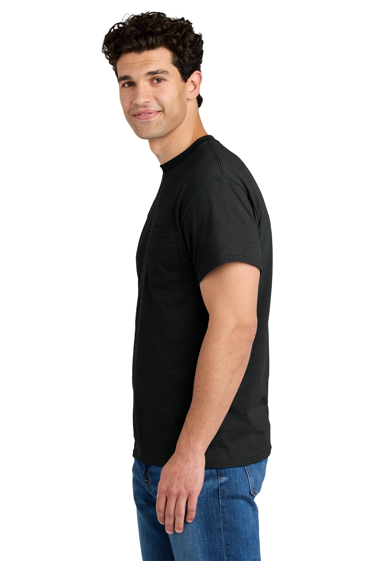 gildan dryblend cotton poly pocket t shirt 8300 black