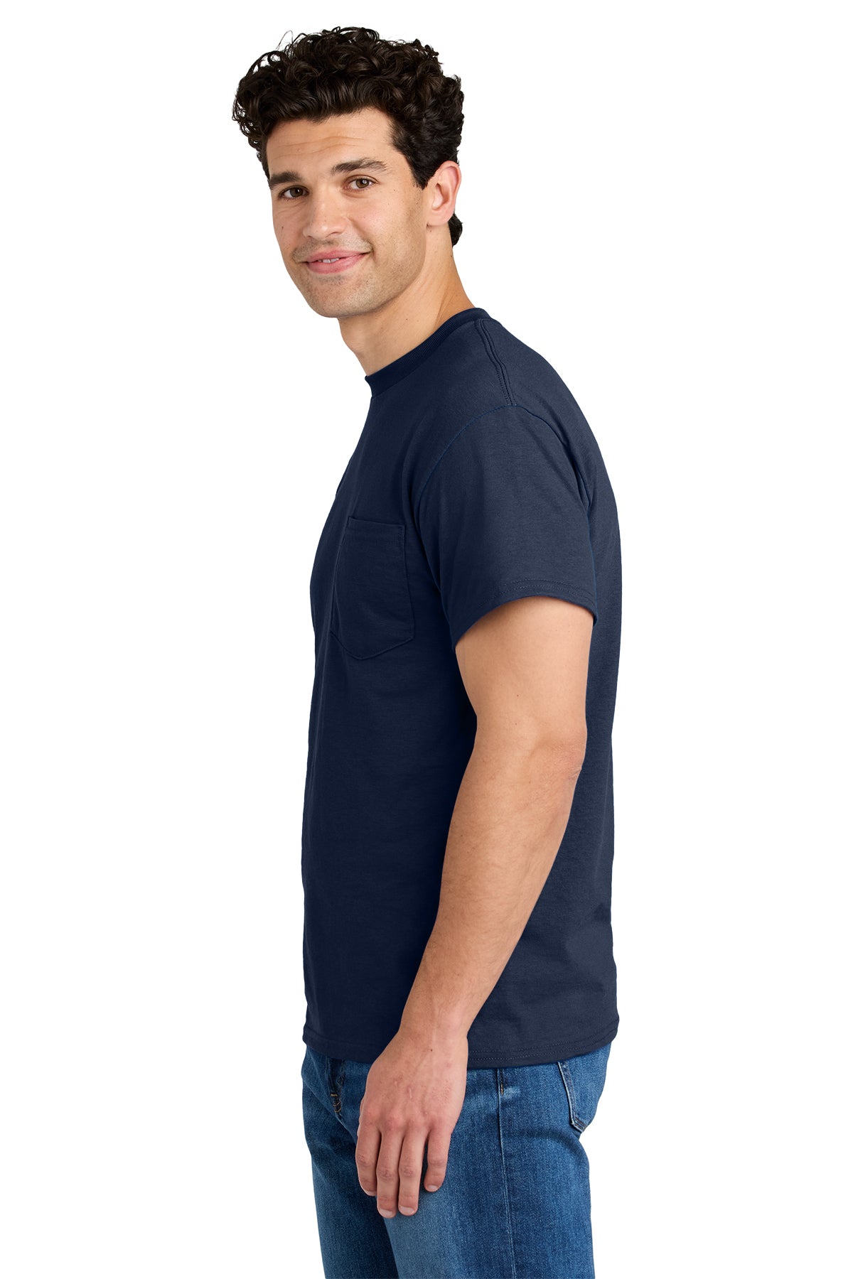 gildan dryblend cotton poly pocket t shirt 8300 navy