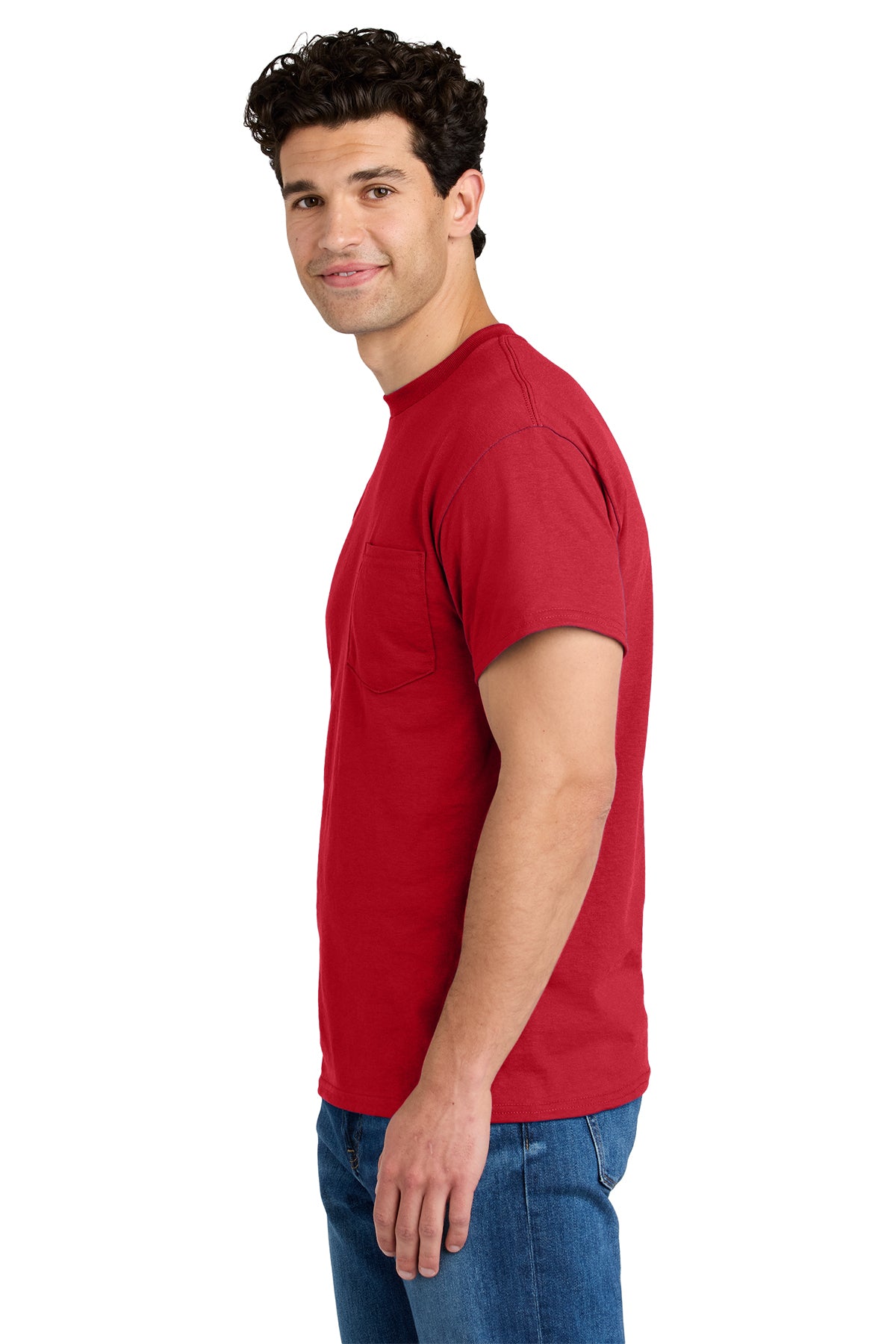 gildan dryblend cotton poly pocket t shirt 8300 red