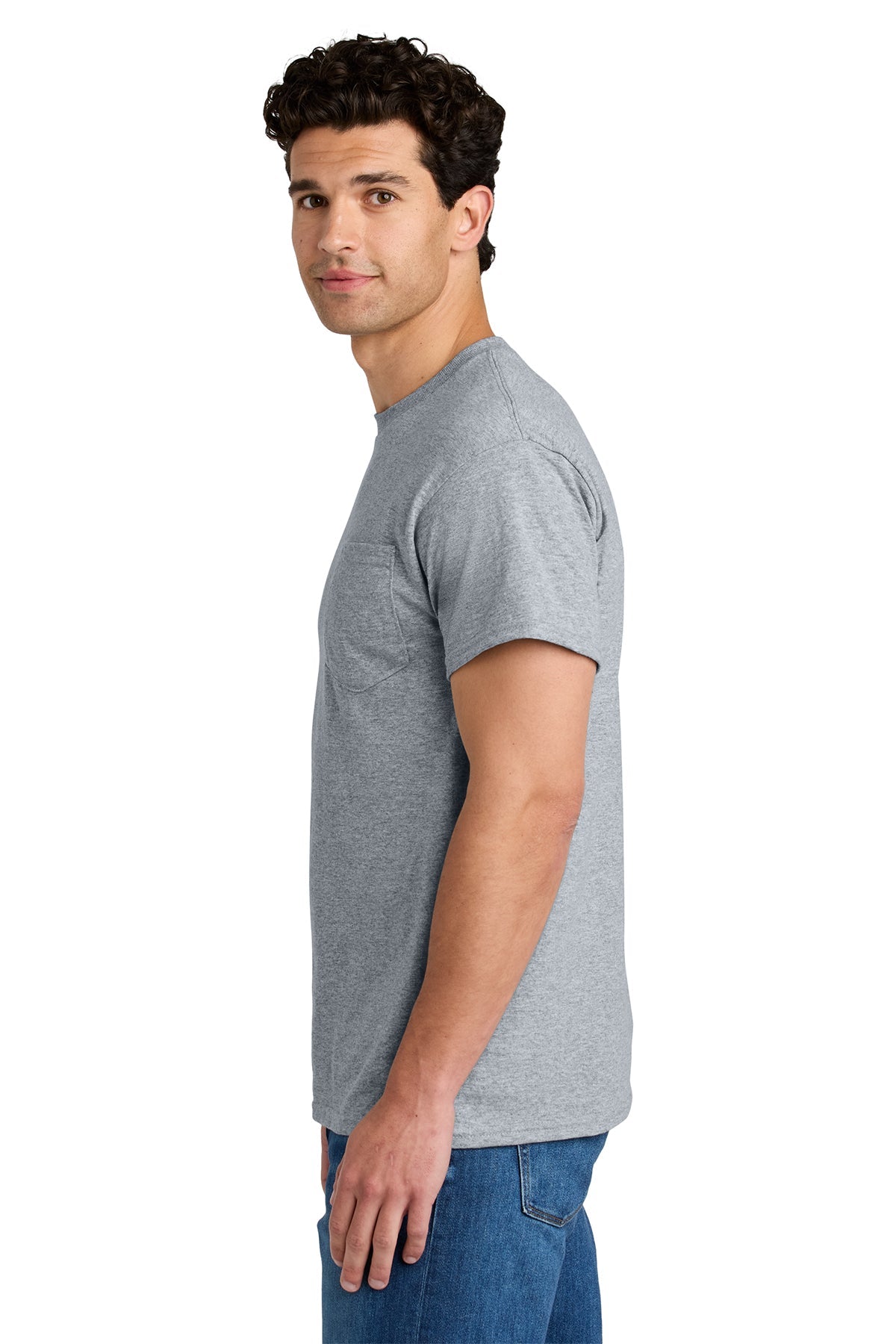 gildan dryblend cotton poly pocket t shirt 8300 sport grey