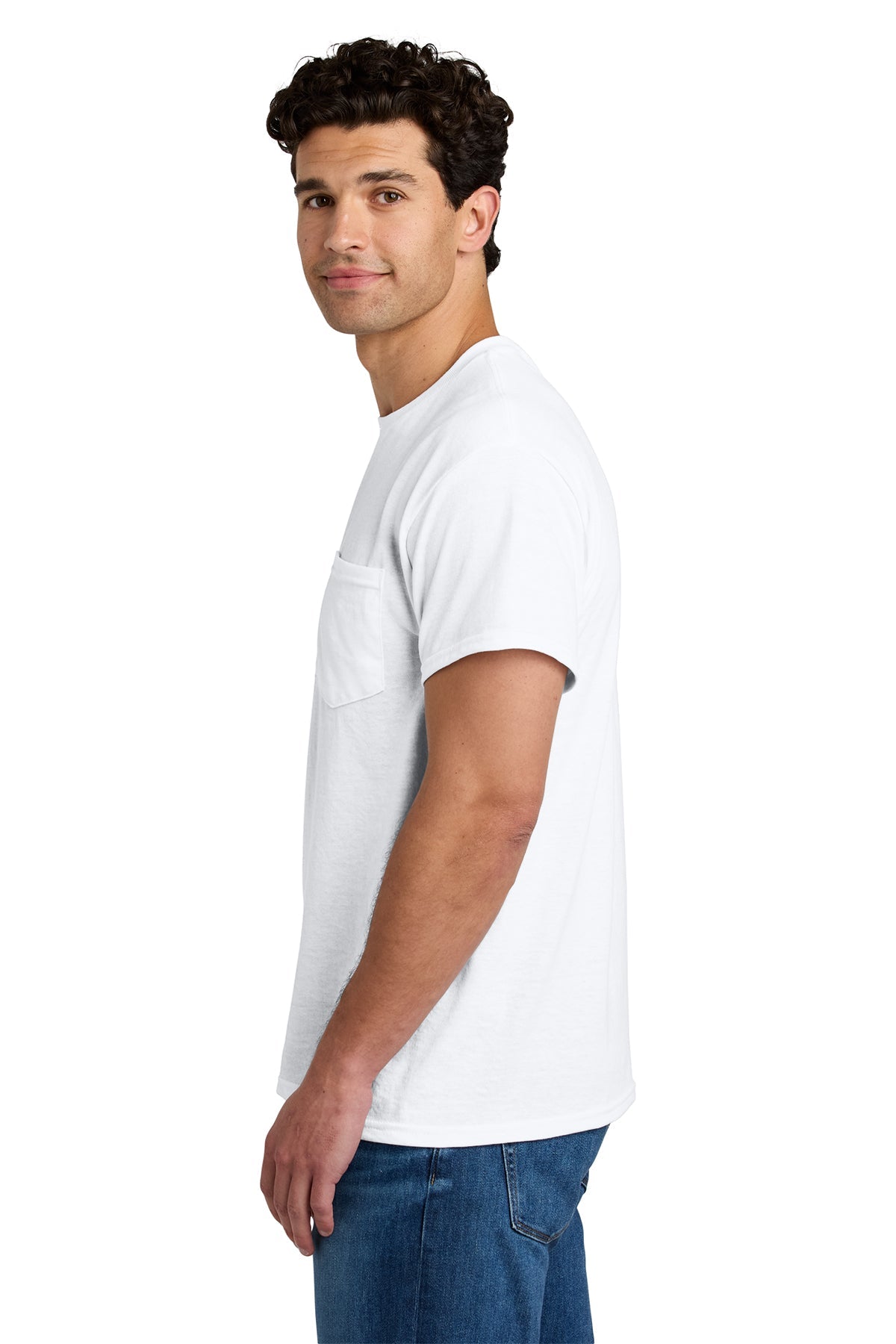 gildan dryblend cotton poly pocket t shirt 8300 white