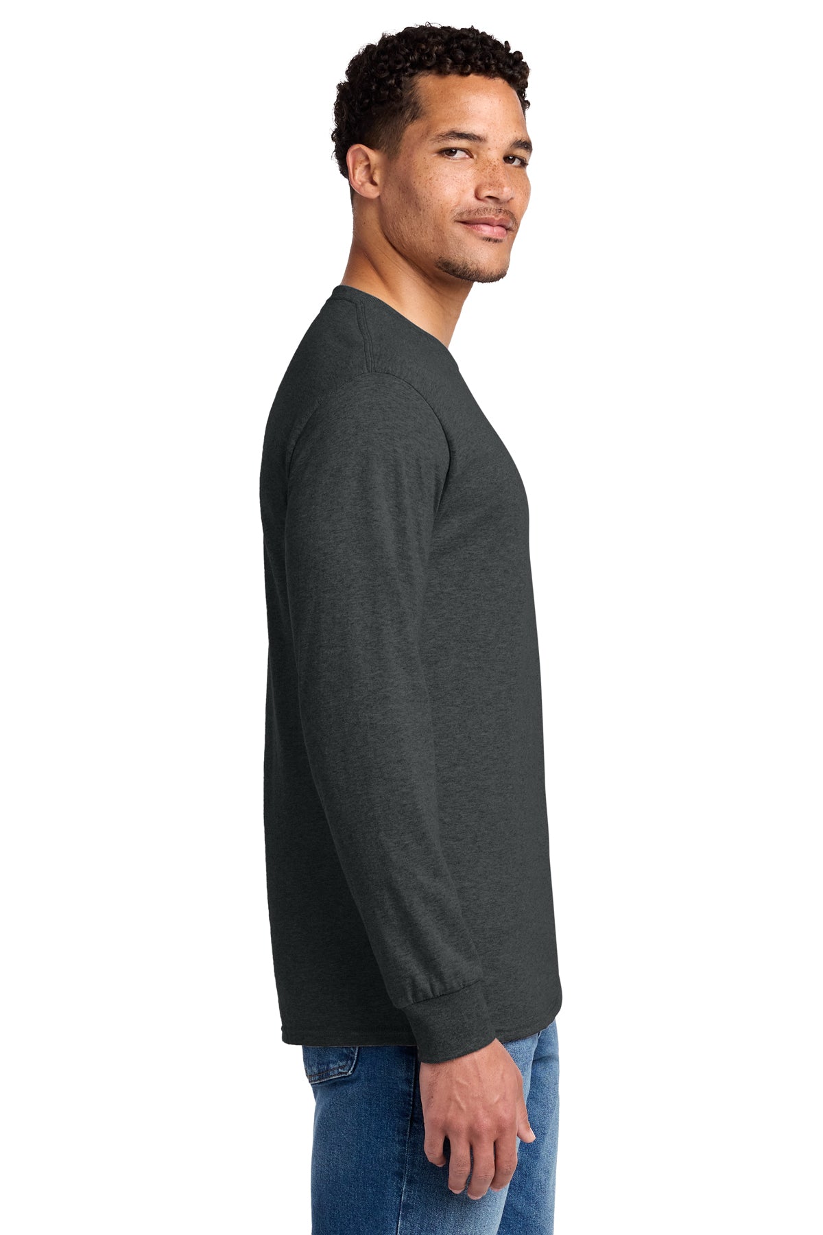 Jerzees Dri-Power 50/50 Cotton/Poly Long Sleeve T-Shirt 29LS Black Heather
