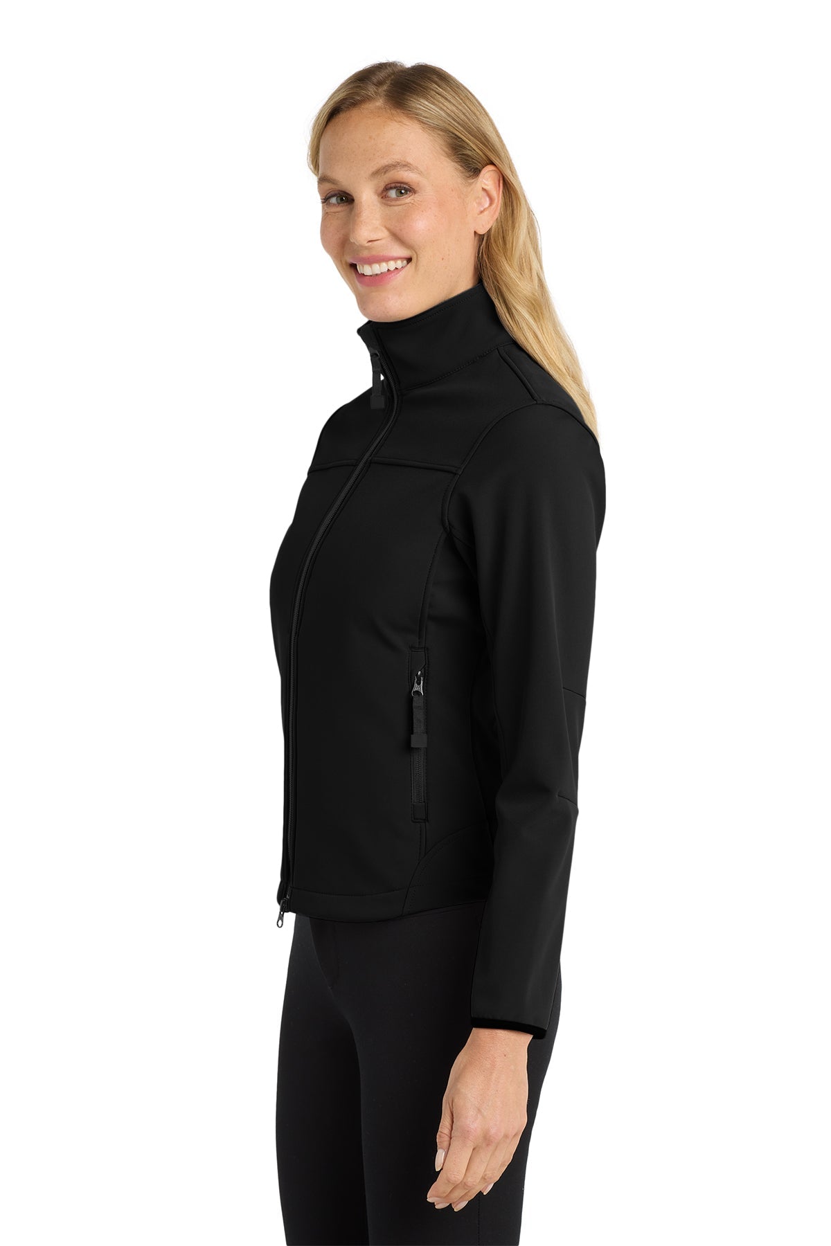 Port Authority Women's Glacier Soft Shell Custom Jackets, Black/ Chrome