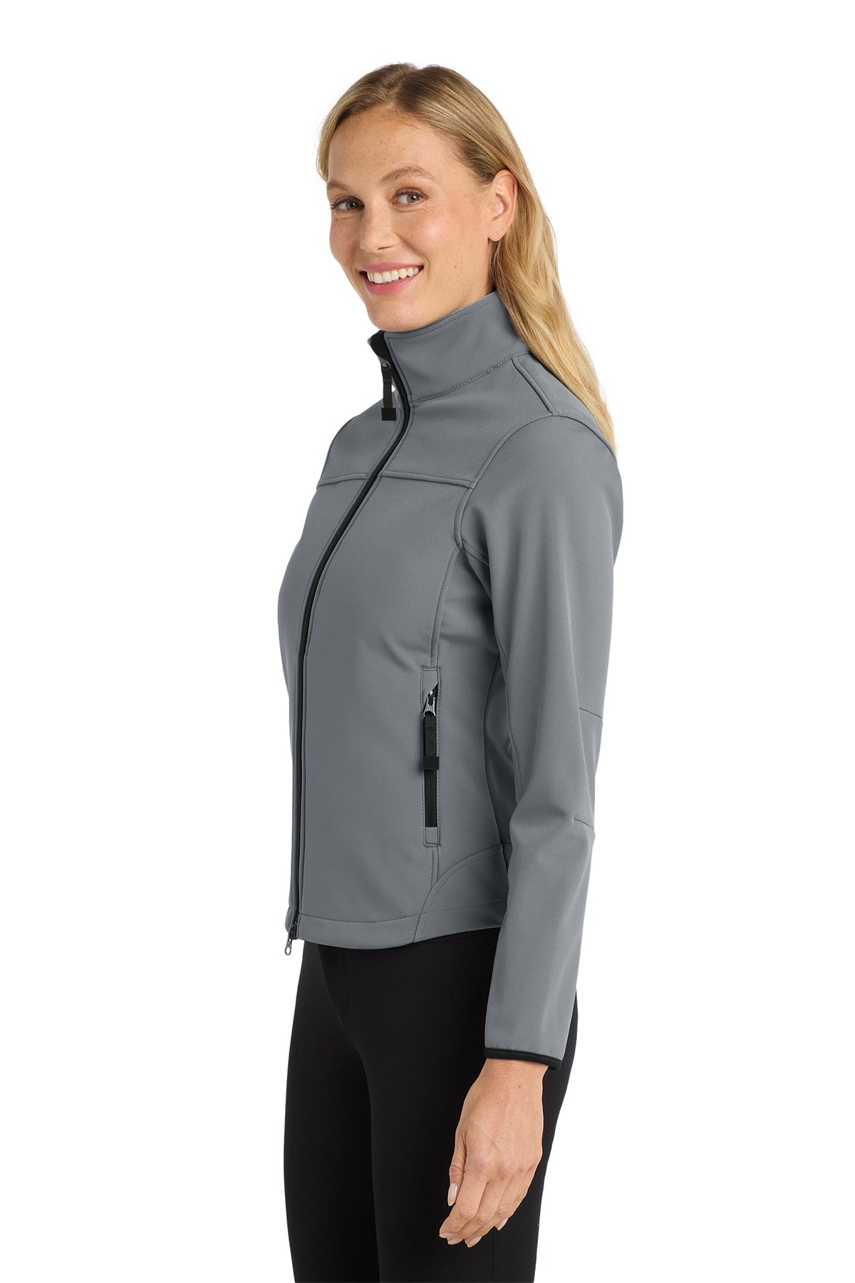 Port Authority Women's Glacier Soft Shell Custom Jackets, Smoke Grey/ Chrome