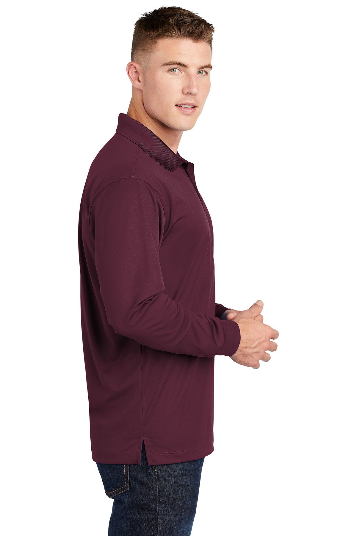 Sport-Tek Long Sleeve Micropique Customized Sport-Wick Polos, Maroon [Skurka Aerospace, Inc.]