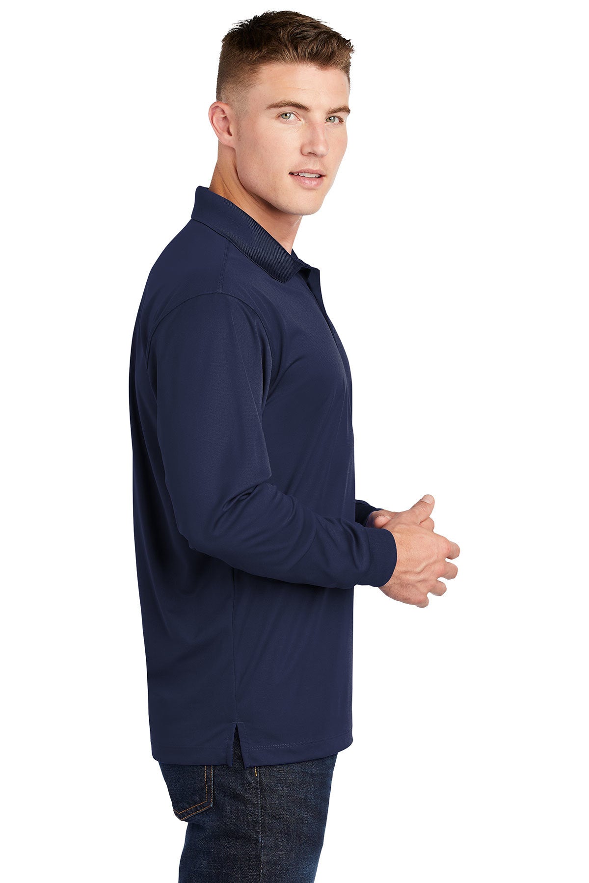 Sport-Tek Long Sleeve Micropique Custom Sport-Wick Polos, True Navy [Skurka Aerospace, Inc.]