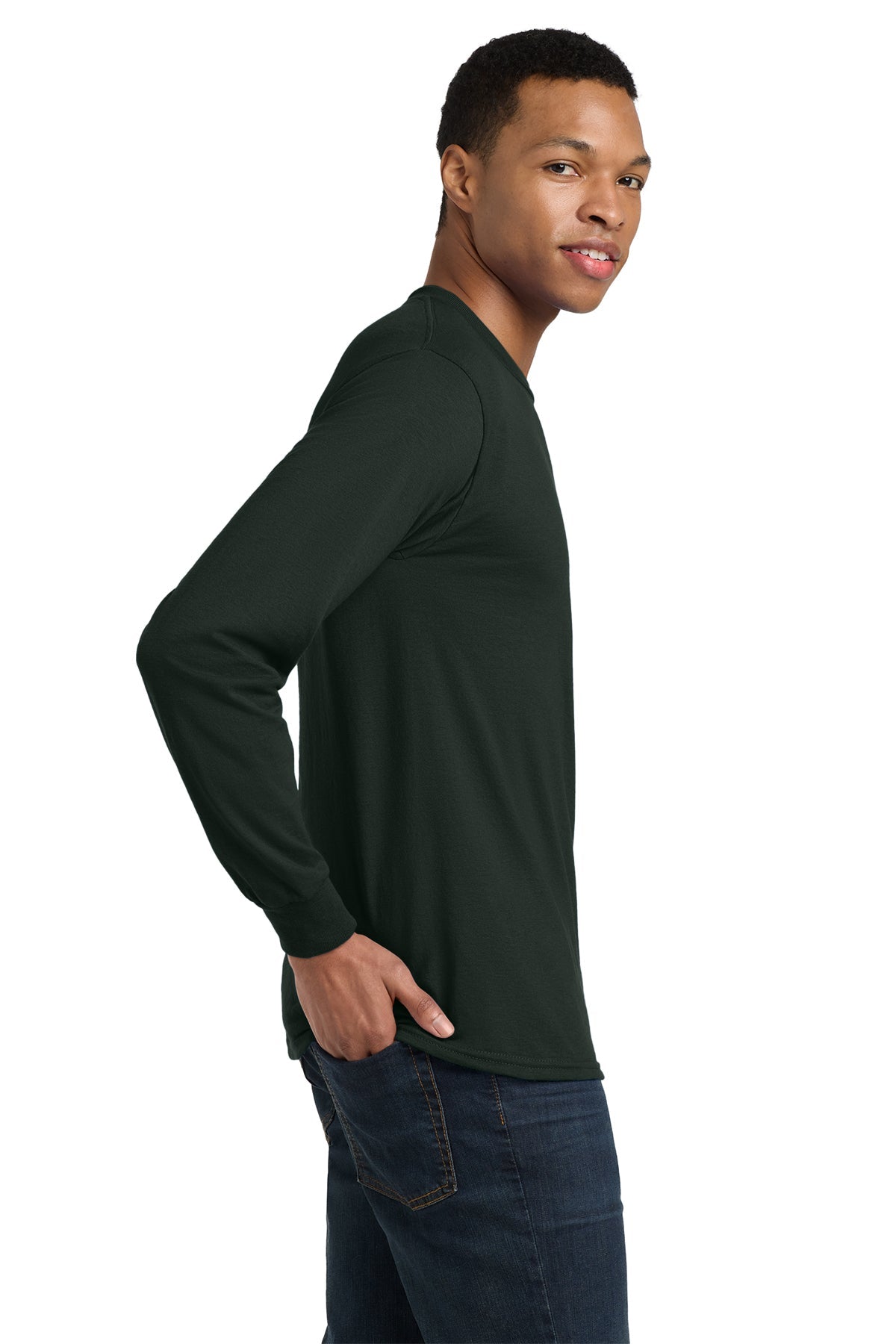 Gildan Dryblend Cotton Poly Long Sleeve T Shirt Forest Green [Benjamin and Company]