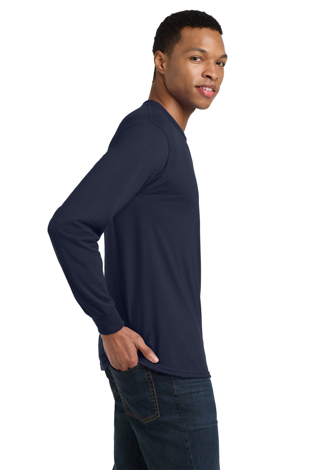 gildan dryblend cotton poly long sleeve t shirt 8400 navy