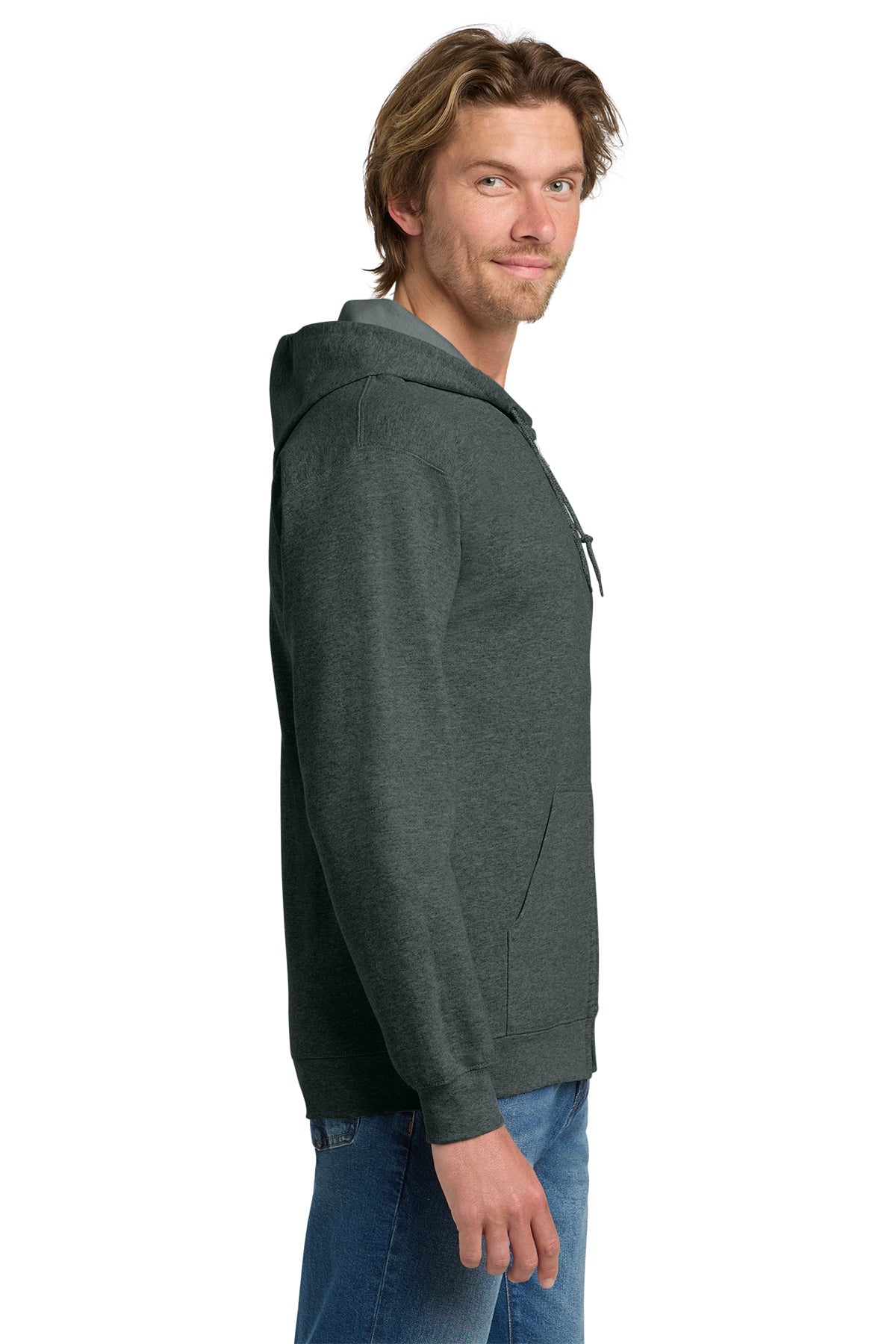 Gildan Heavy Blend Full Zip Hooded Sweatshirt Dark Heather Grey
