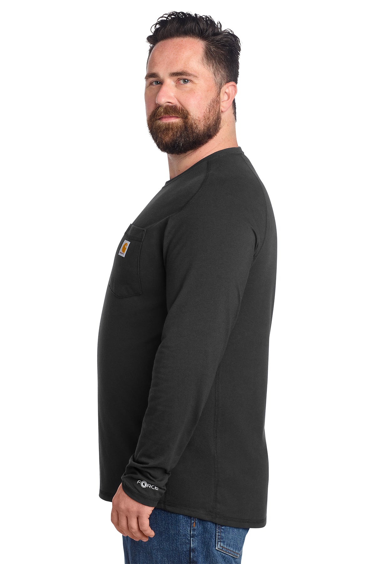 Carhartt Force Long Sleeve Pocket Custom T-Shirts, Black