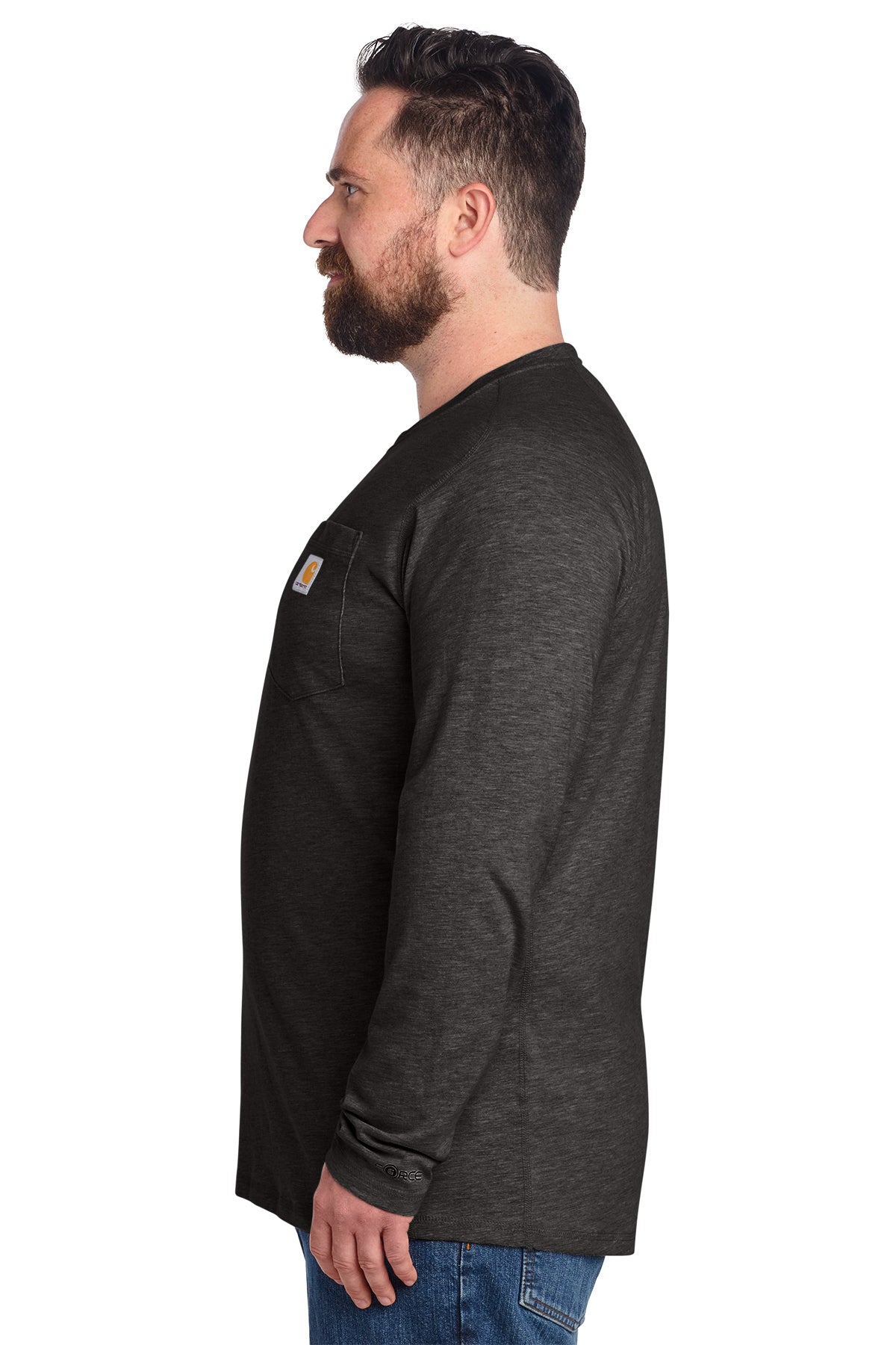 Carhartt Force Long Sleeve Pocket Custom T-Shirts, Carbon Heather