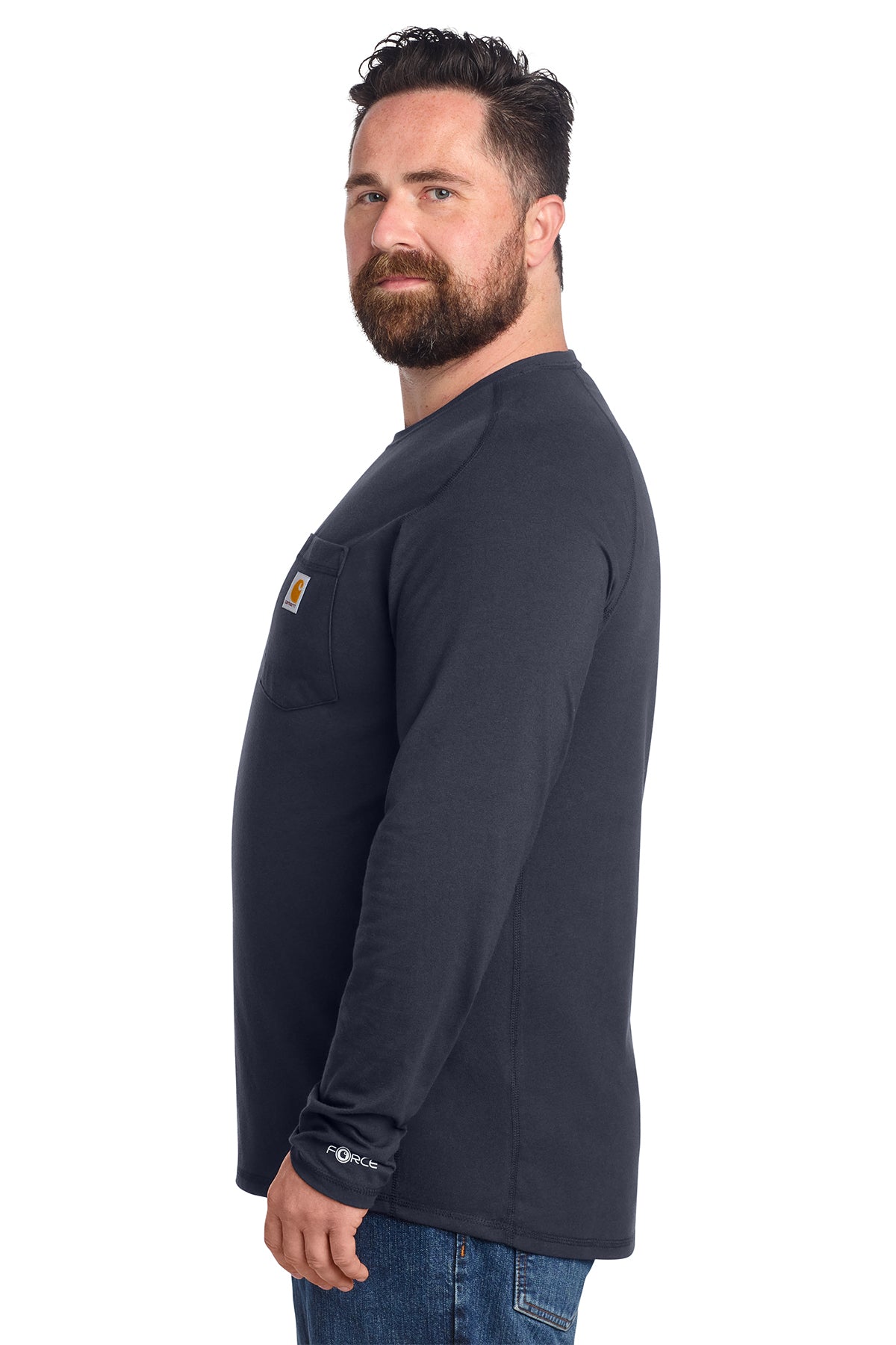 Carhartt Force Long Sleeve Pocket Custom T-Shirts, Navy
