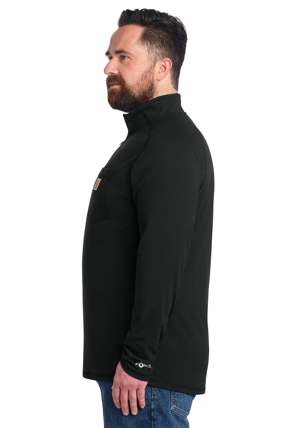 Carhartt Force Quarter-Zip Custom Long Sleeve T-Shirts, Black