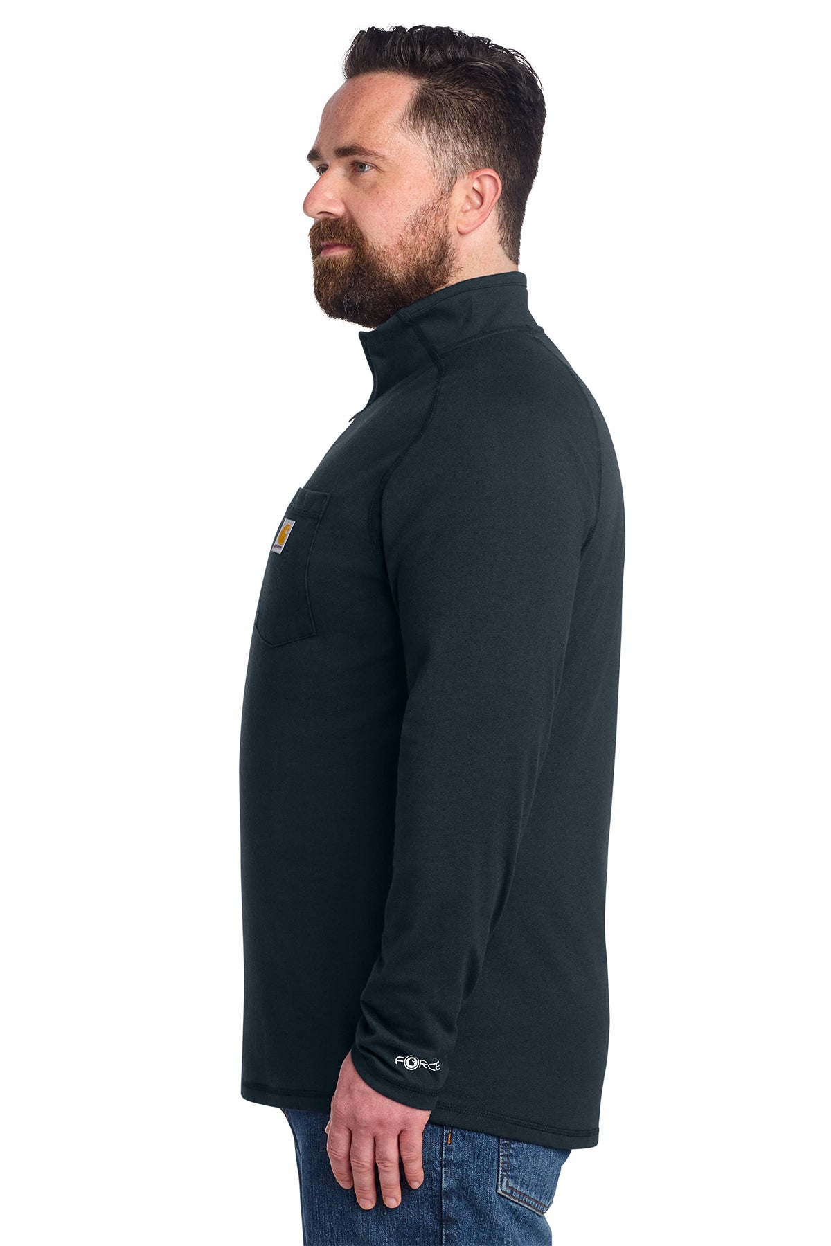 Carhartt Force Quarter-Zip Custom Long Sleeve T-Shirts, Navy
