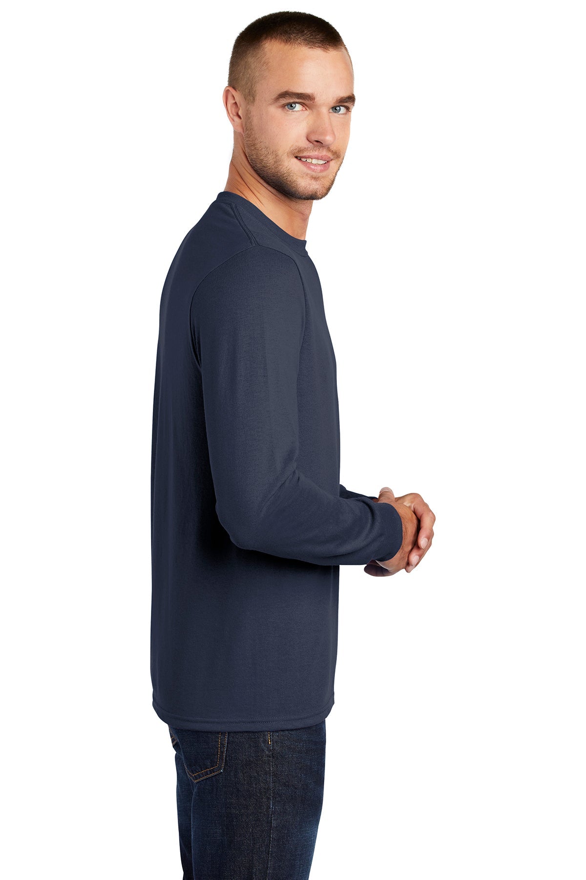Port & Company Long Sleeve Customized Core Blend Tee's, Navy [Claritas Rx]