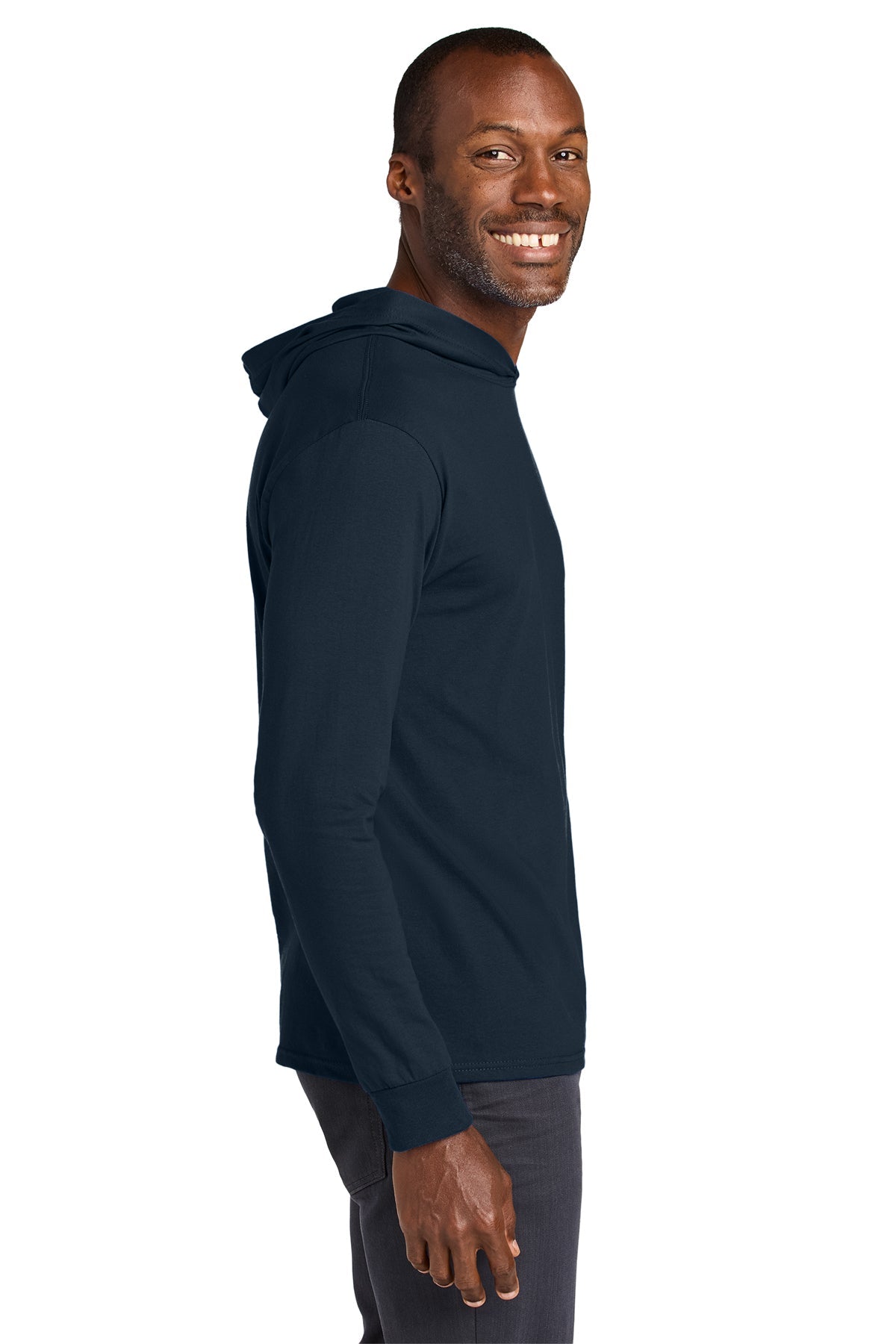 Jerzees Classics Unisex Cotton Long Sleeve Hooded Custom T-Shirts, Navy