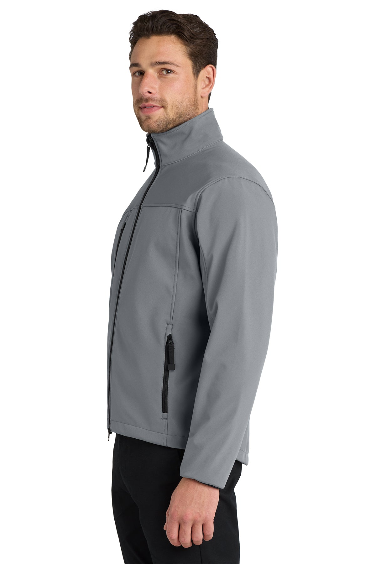 Port Authority Tall Glacier Soft Shell Custom Jackets, Smoke Grey/ Chrome