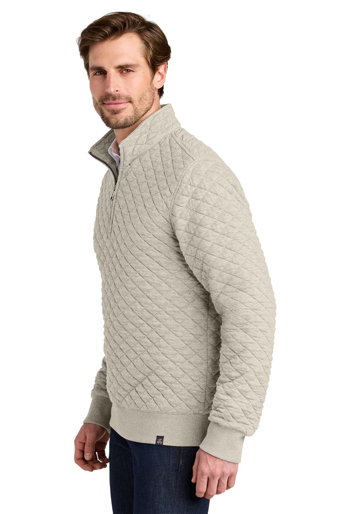 Brooks Brothers Diamond Quilt Custom 1/4-Zips, Oatmeal Heather
