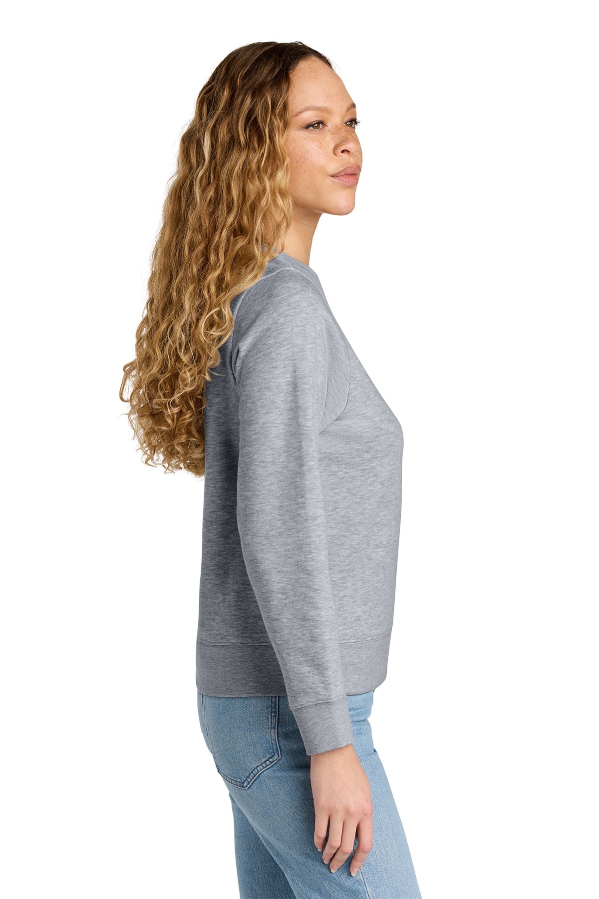 District Womens V.I.T. Custom Fleece Crews, Light Heather Grey