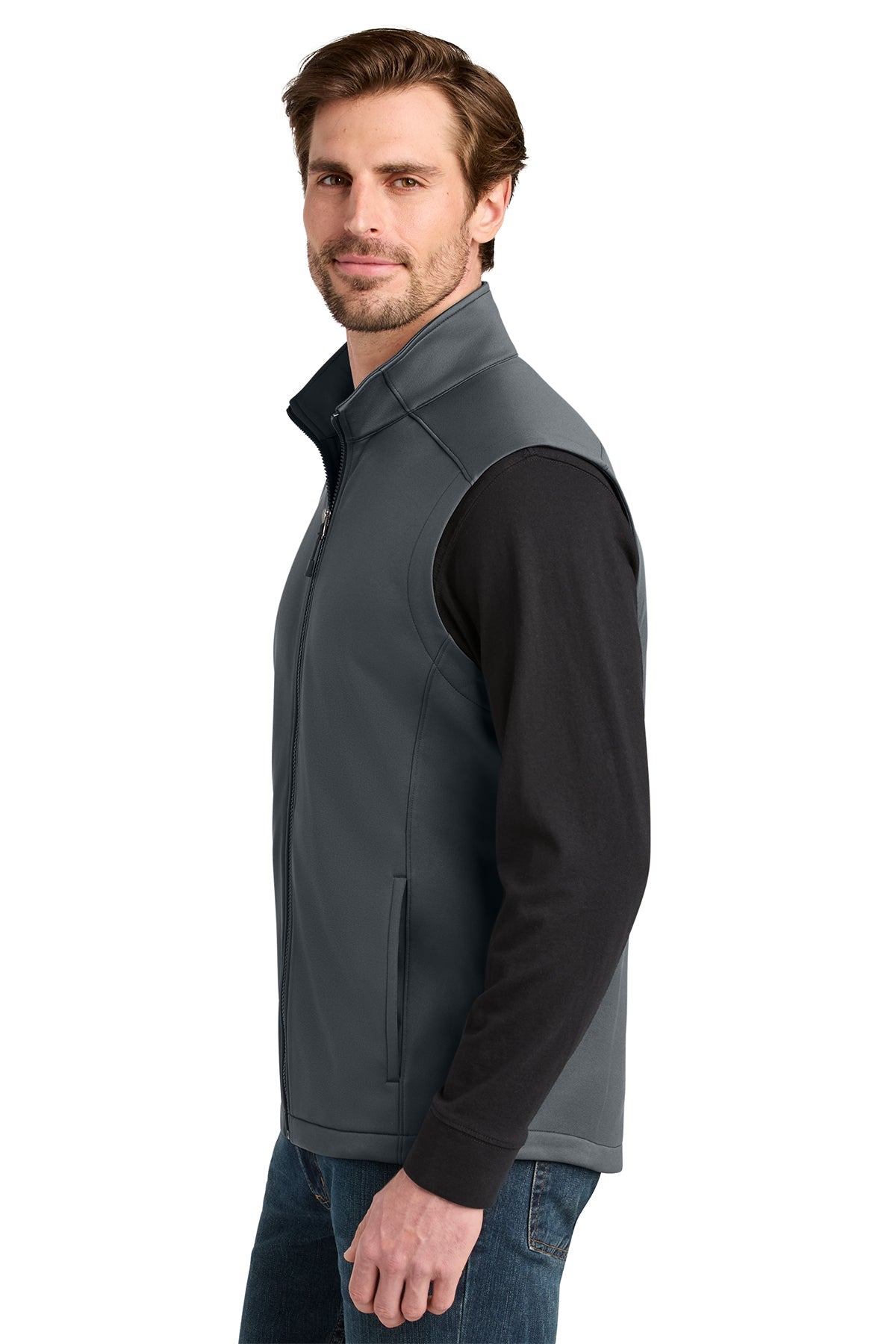 Eddie Bauer Smooth Mid Layer Custom Fleece Vests, Iron Gate [Vision Electric and Systems]