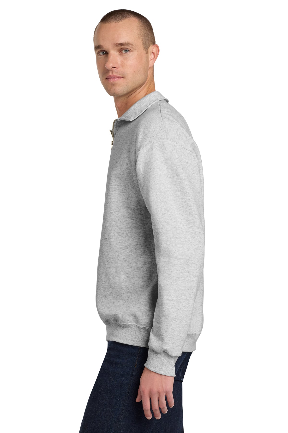 Jerzees Super Sweats NuBlend 1/4-Zip Sweatshirt with Cadet Collar 4528M Ash