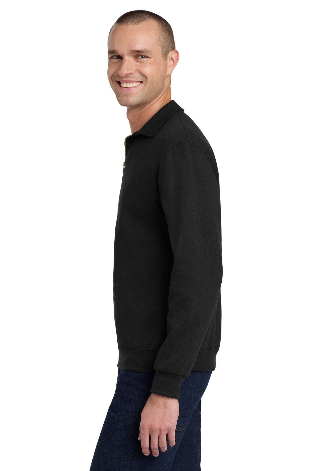Jerzees Super Sweats NuBlend 1/4-Zip Sweatshirt with Cadet Collar 4528M Black