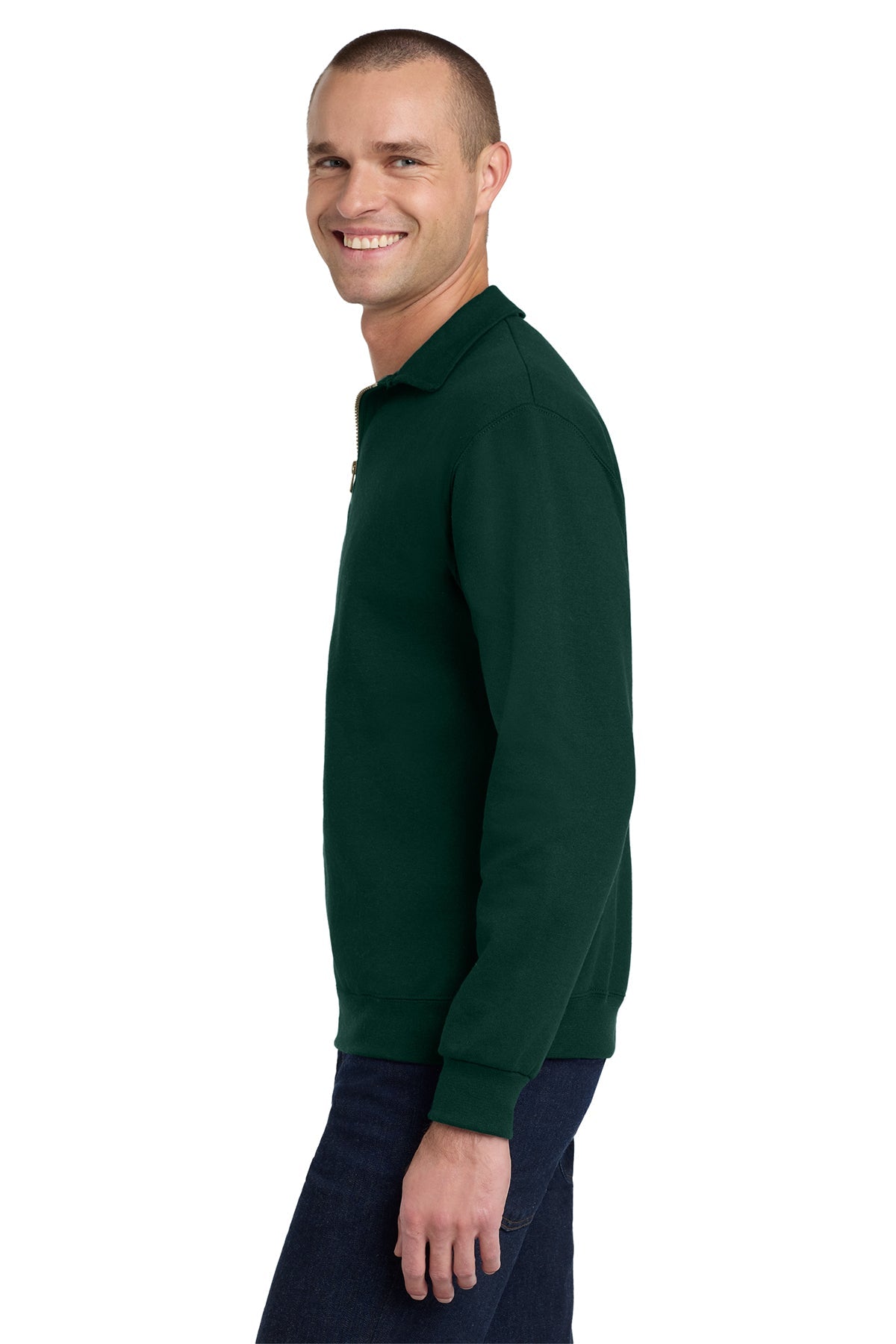 Jerzees Super Sweats NuBlend 1/4-Zip Sweatshirt with Cadet Collar 4528M Forest Green