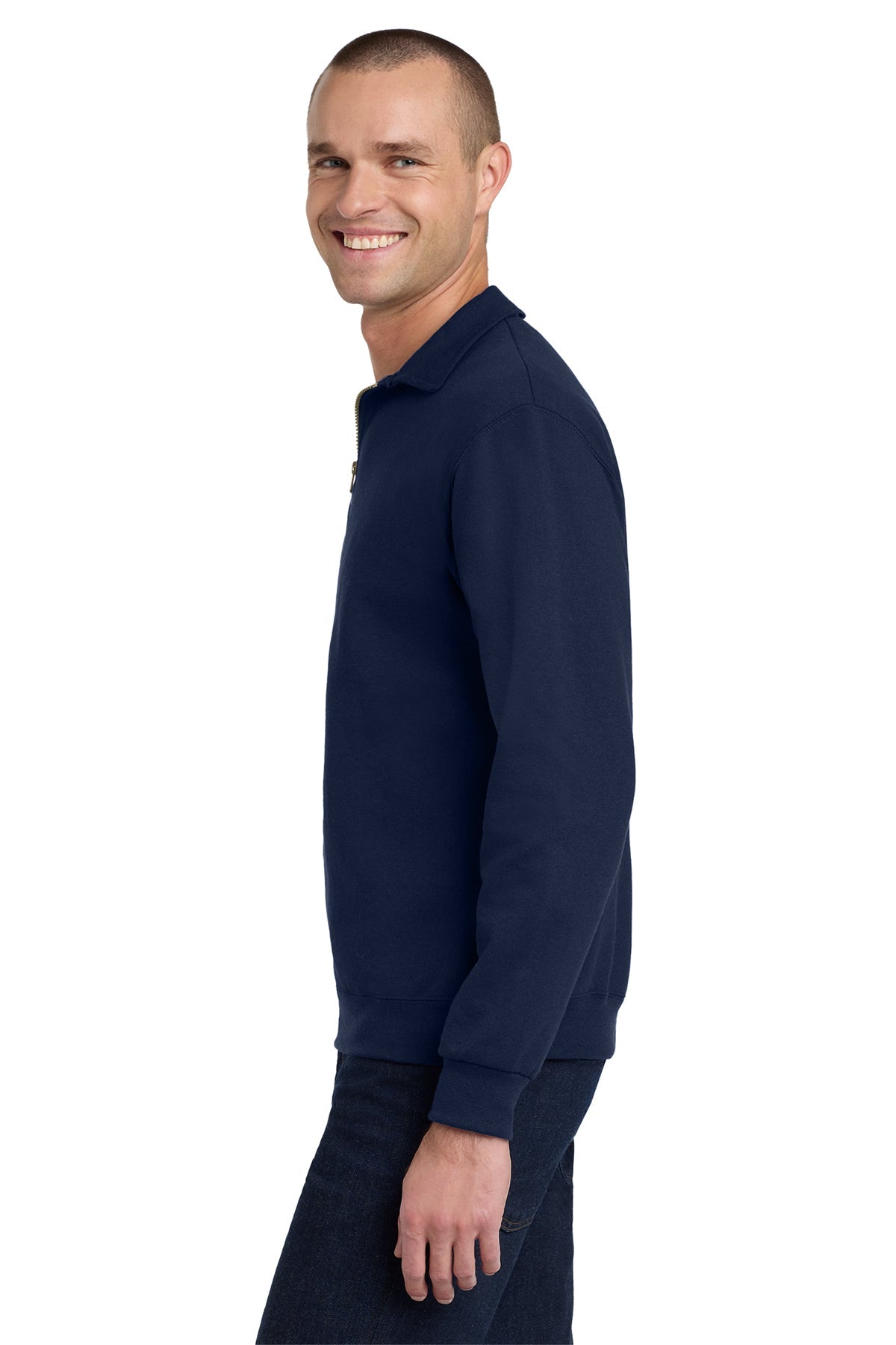 Jerzees Super Sweats NuBlend 1/4-Zip Sweatshirt with Cadet Collar 4528M Navy