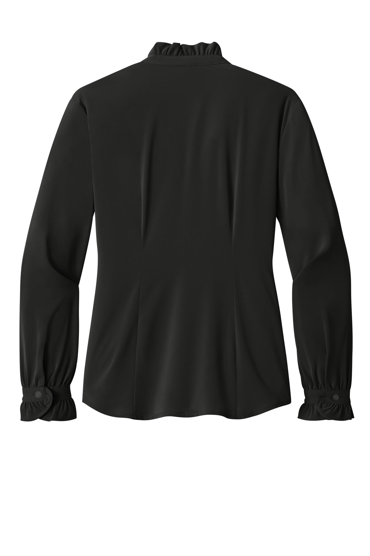 Brooks Brothers Womens Long Sleeve Ruffle Collar Custom Blouse, Black [ERES]