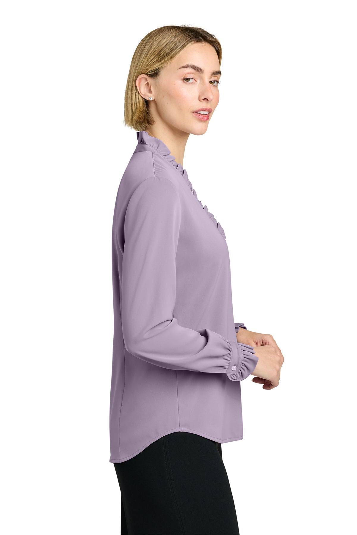 Brooks Brothers Womens Long Sleeve Ruffle Collar Custom Blouse, Purple