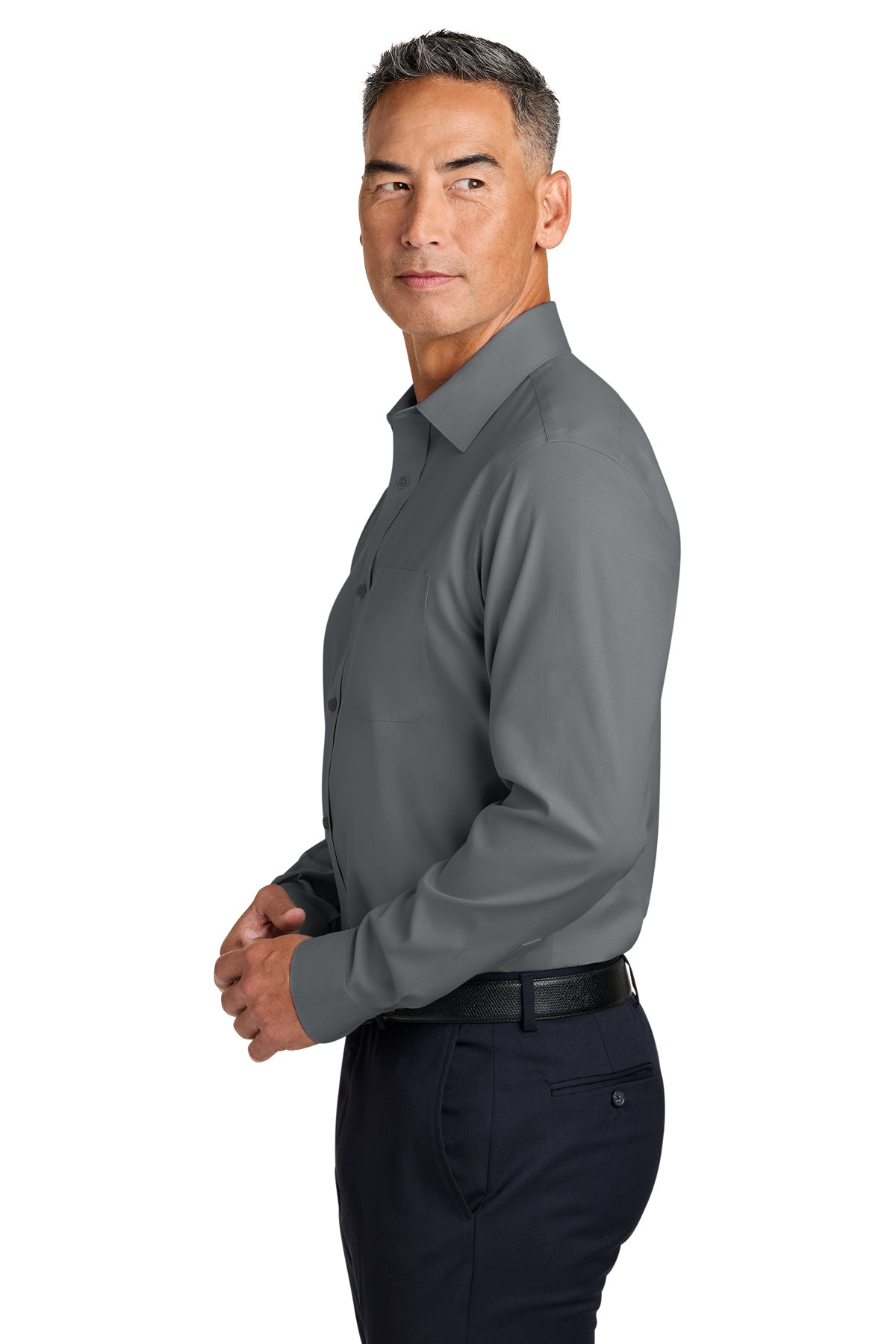 Brooks Brothers Wrinkle-Free Stretch Pinpoint Spread Collar Custom Shirts, Black