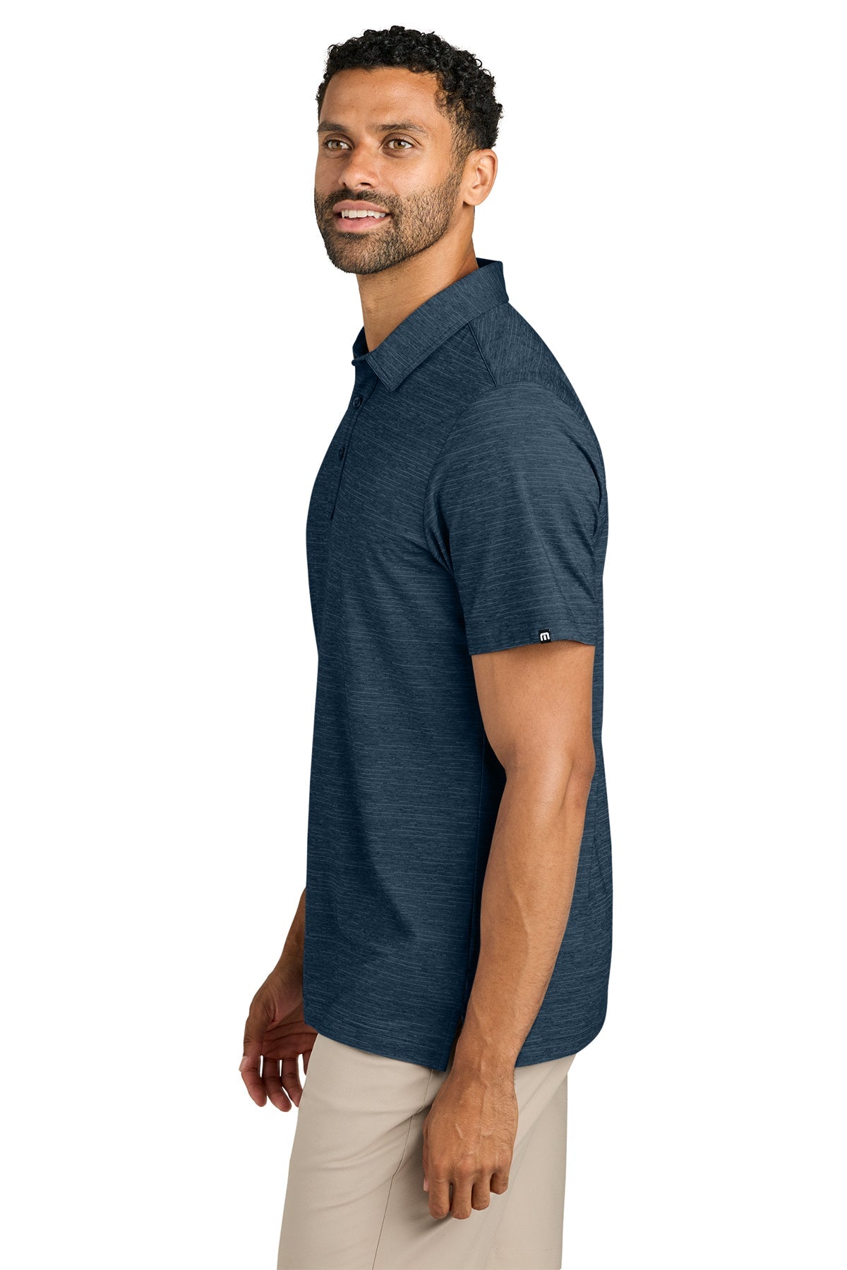 TravisMathew Crestview Custom Polos, Vintage Indigo Heather [Technical Development Corporation]