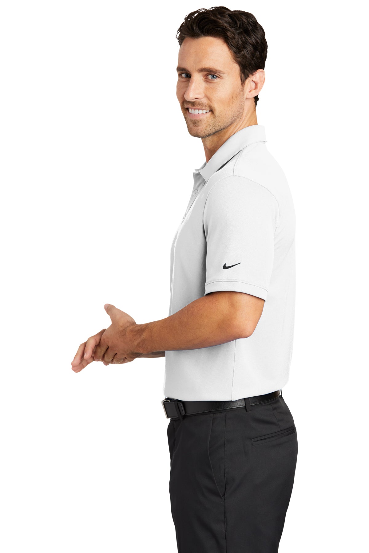 Nike Dri-FIT Icon Pique Modern Fit Custom Polos, White [CIO Wealth Strategies]