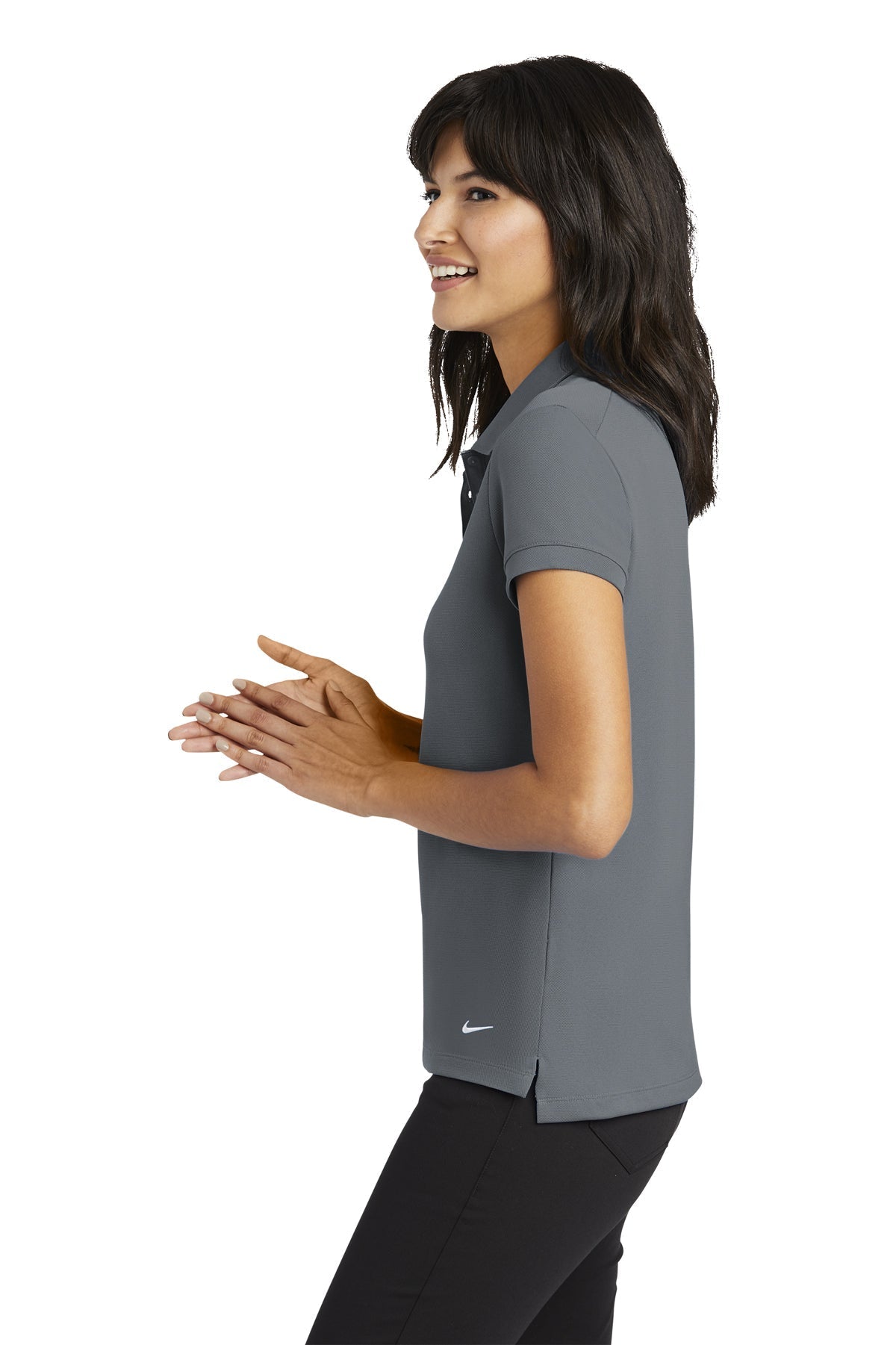 Nike Ladies Dri-FIT Icon Pique Modern Fit Custom Polos, Dark Grey [Homie Real estate]