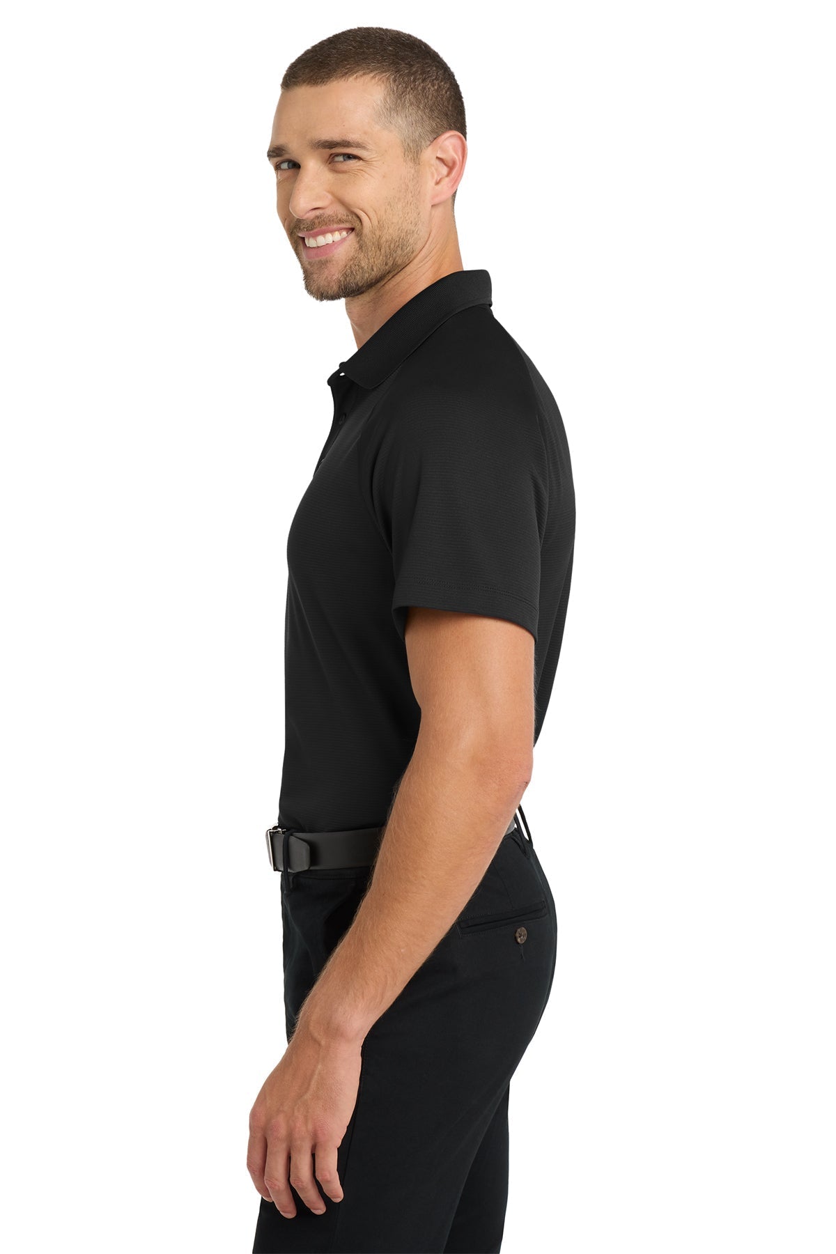Port Authority Crossover Raglan Custom Polos, Black [Sentinel Management]
