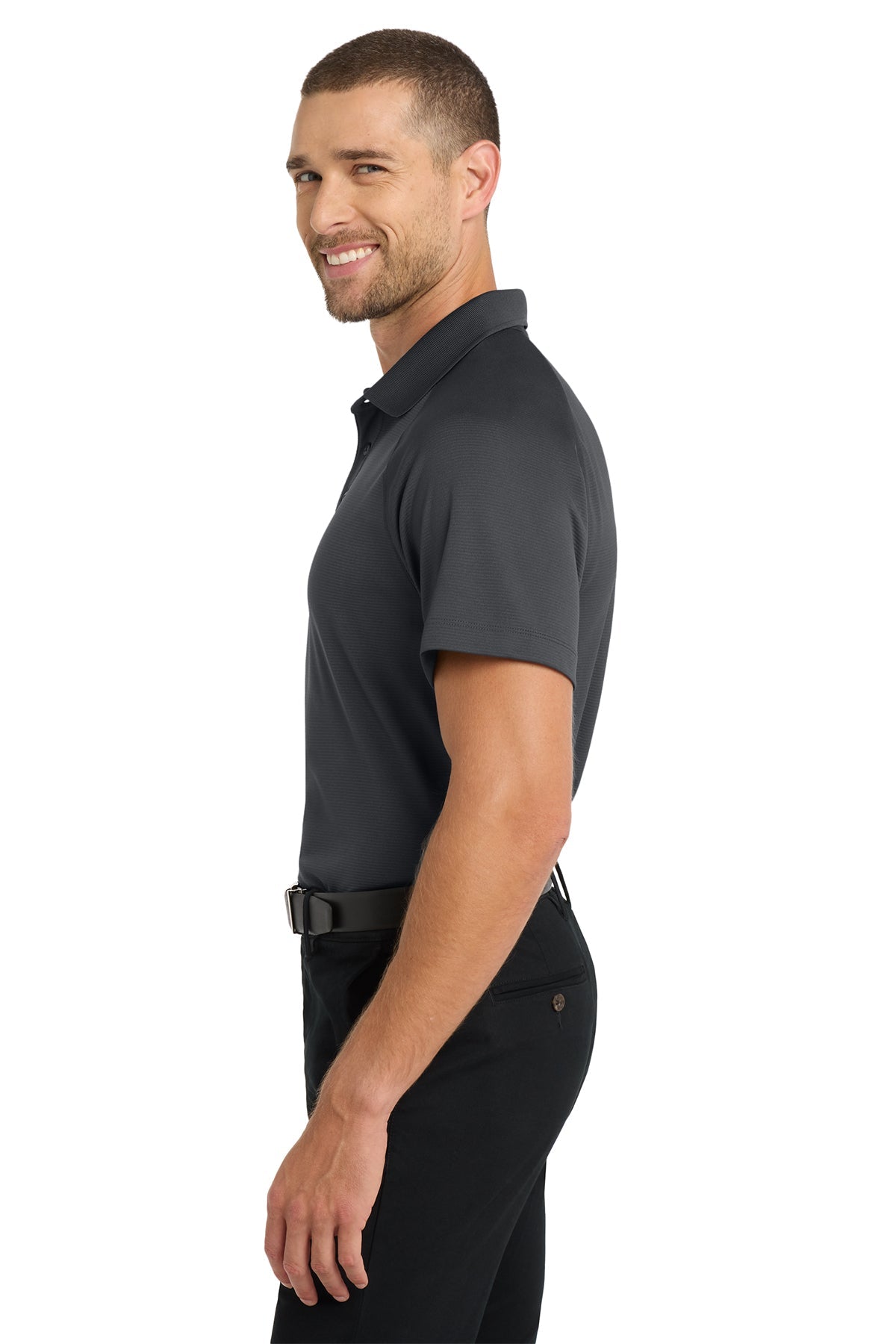 Port Authority Crossover Raglan Custom Polos, Battleship Grey [Vision Electric and Systems]