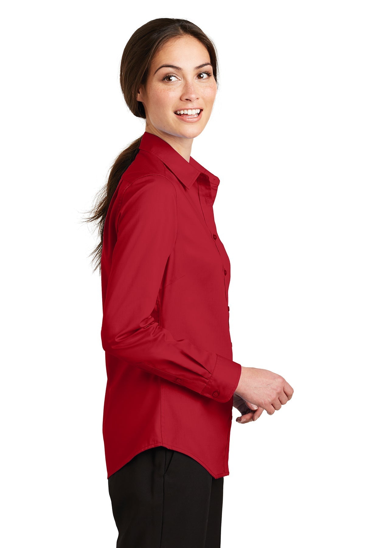 Port Authority Ladies SuperPro Custom Twill Shirts, Rich Red [Fire Solutions]