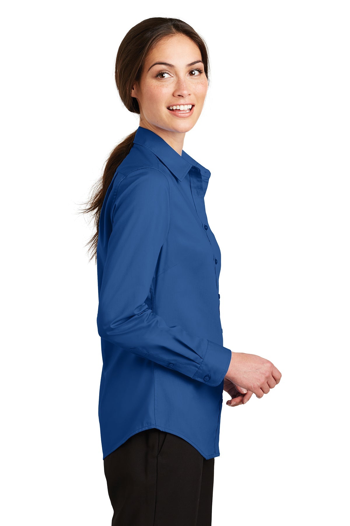 Port Authority Ladies SuperPro Custom Twill Shirts, True Blue [Vision Electric and Systems]