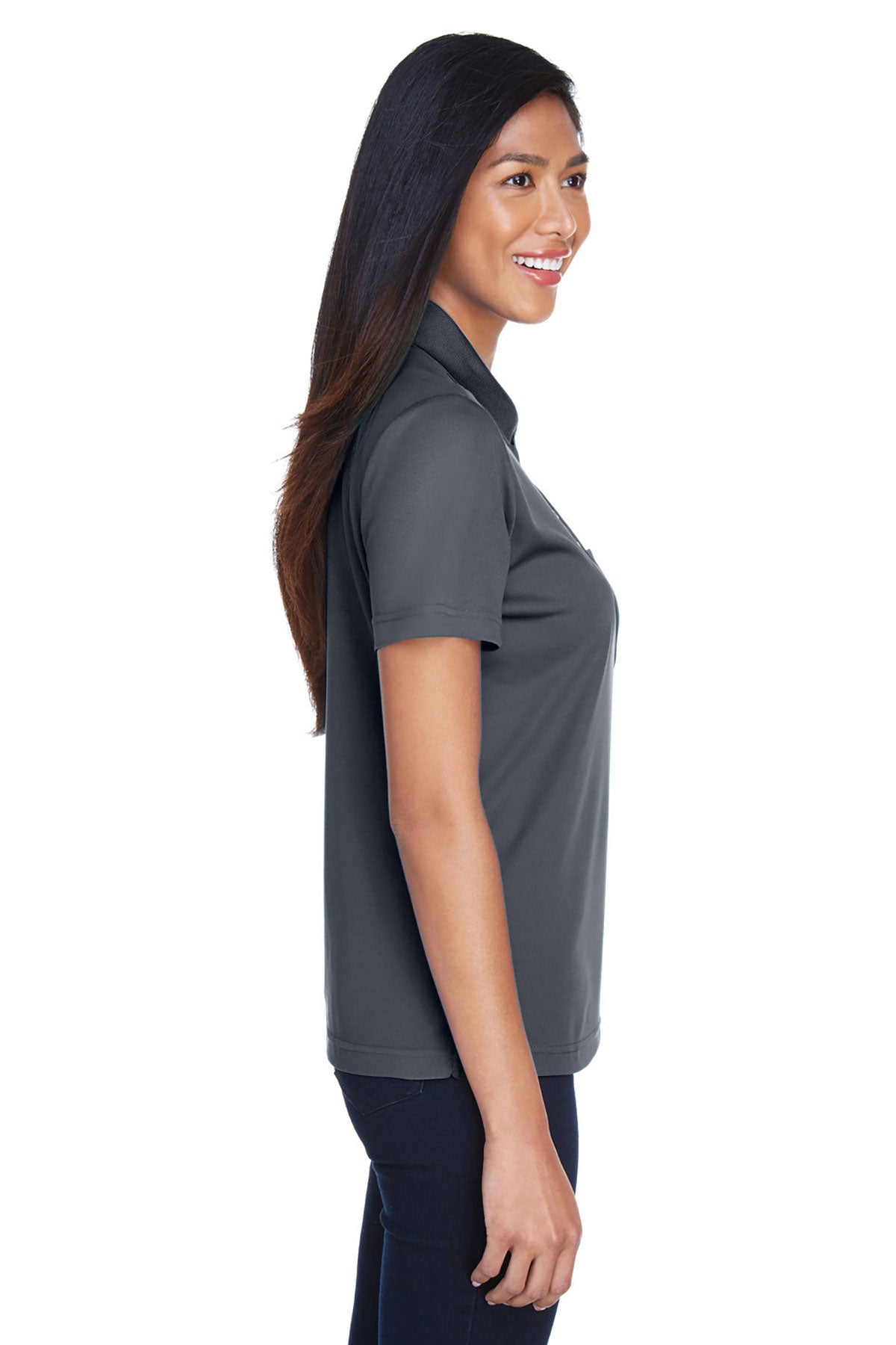 CORE365 Ladies Origin Performance Piqué Custom Polos with Pocket, Carbon [St Louis Music]