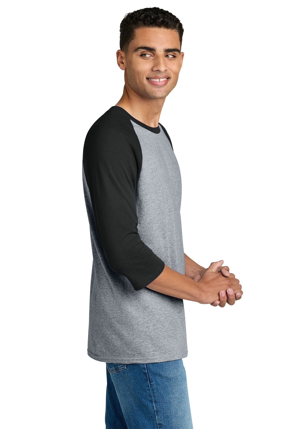 gildan heavy cotton 3 4 sleeve raglan t shirt 5700 sport grey/ black